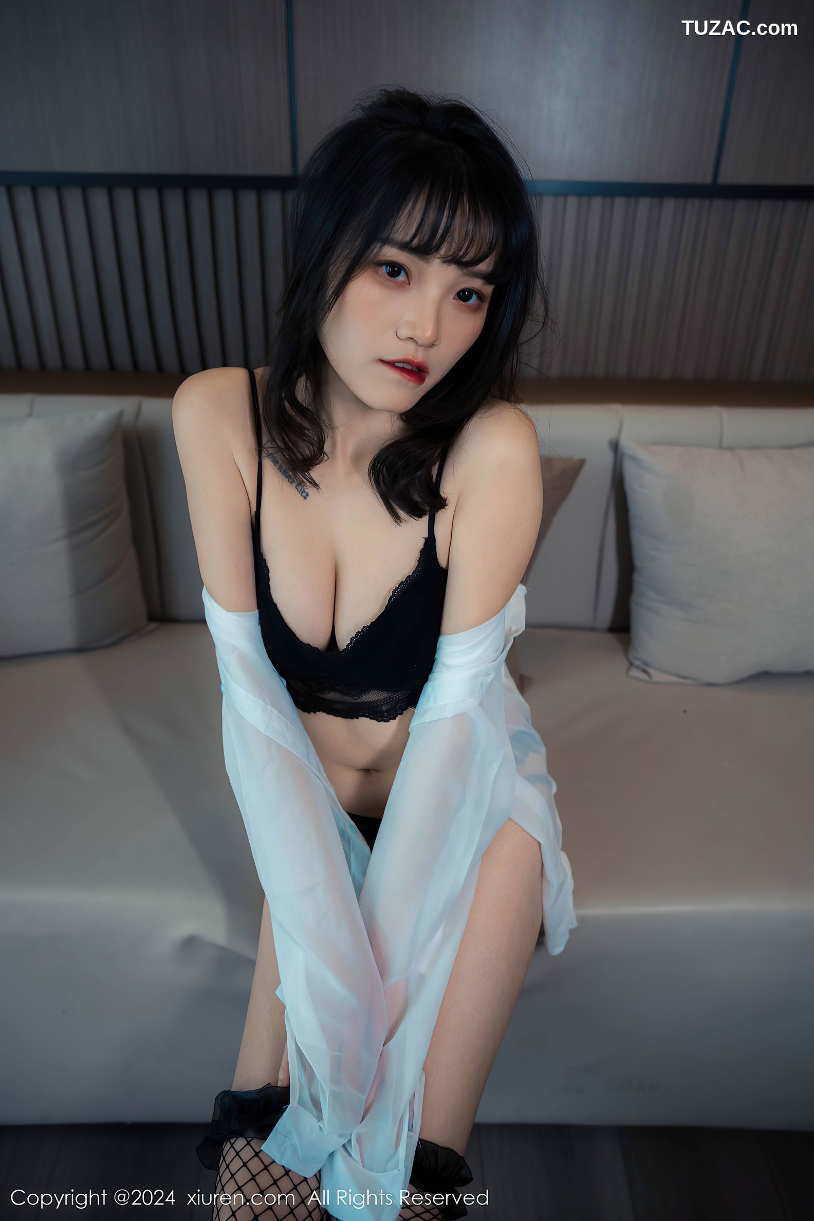 XiuRen秀人网-8320-唐安诺-黑色蕾丝内衣爆乳-2024.04.01