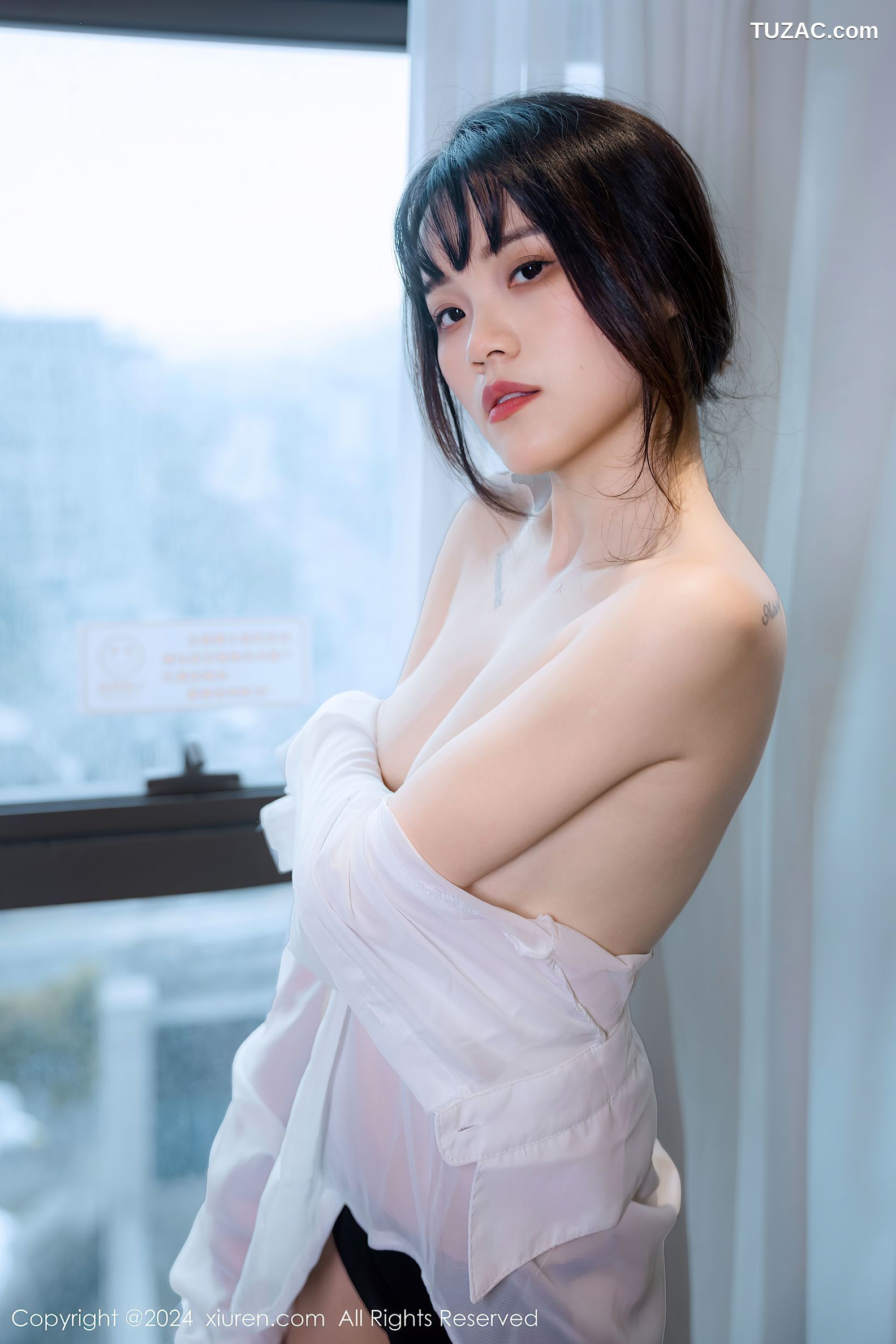 XiuRen秀人网-8320-唐安诺-黑色蕾丝内衣爆乳-2024.04.01