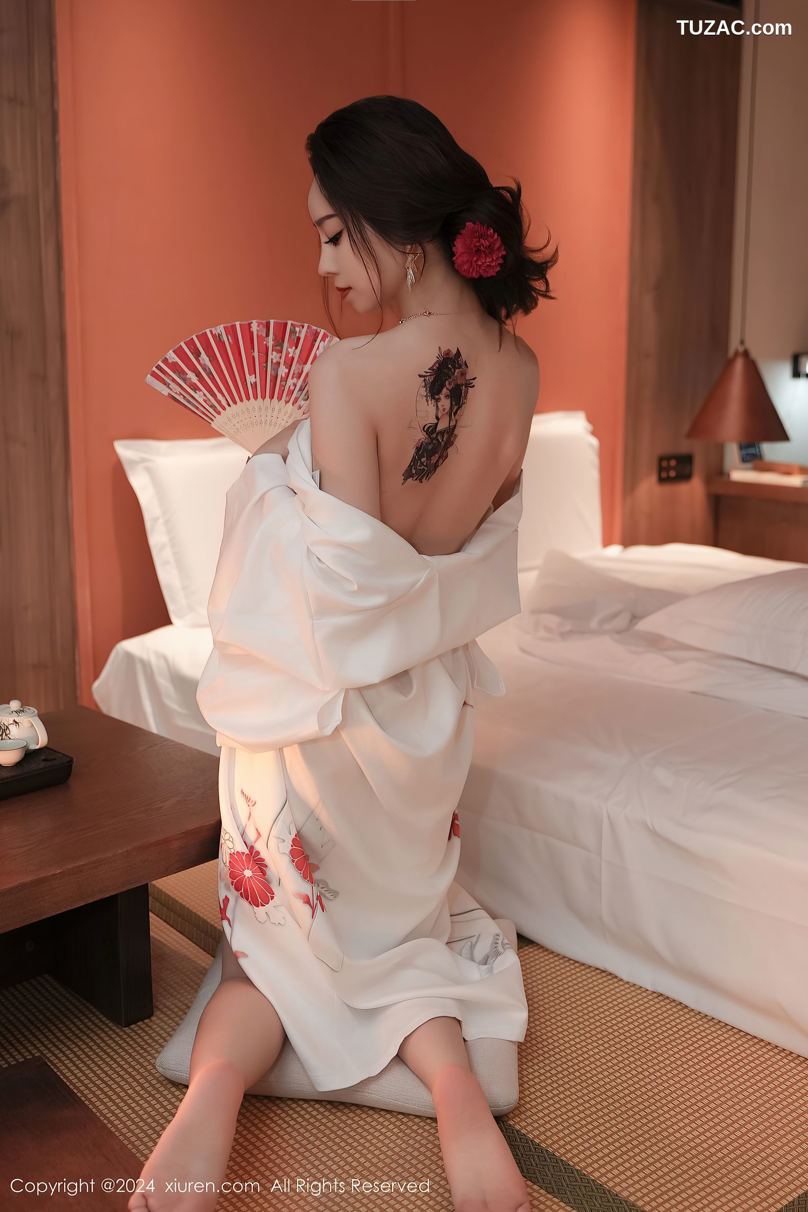 XiuRen秀人网-8367-苏曼兮-白色和服红绑带红色扇子-2024.04.10