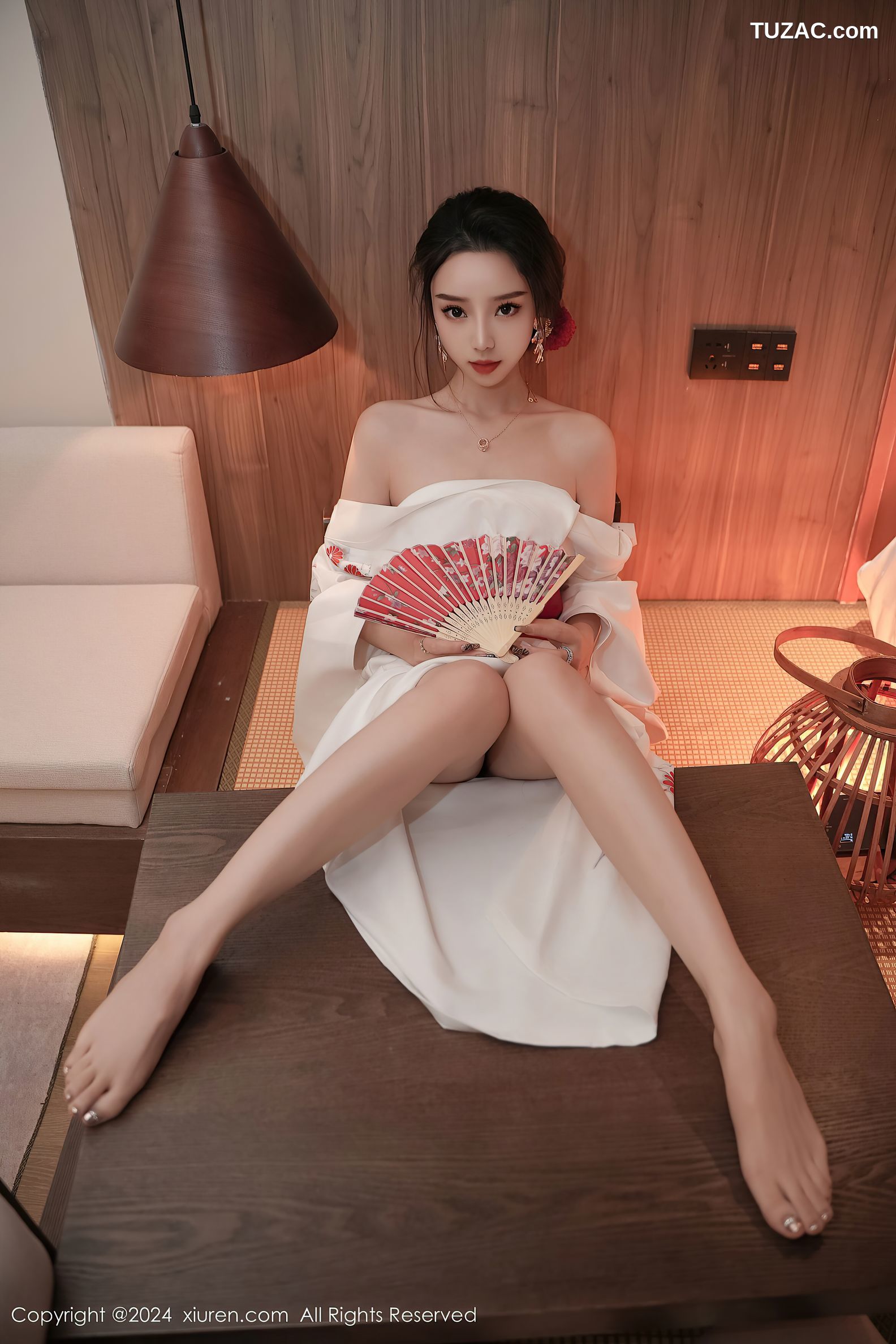 XiuRen秀人网-8367-苏曼兮-白色和服红绑带红色扇子-2024.04.10