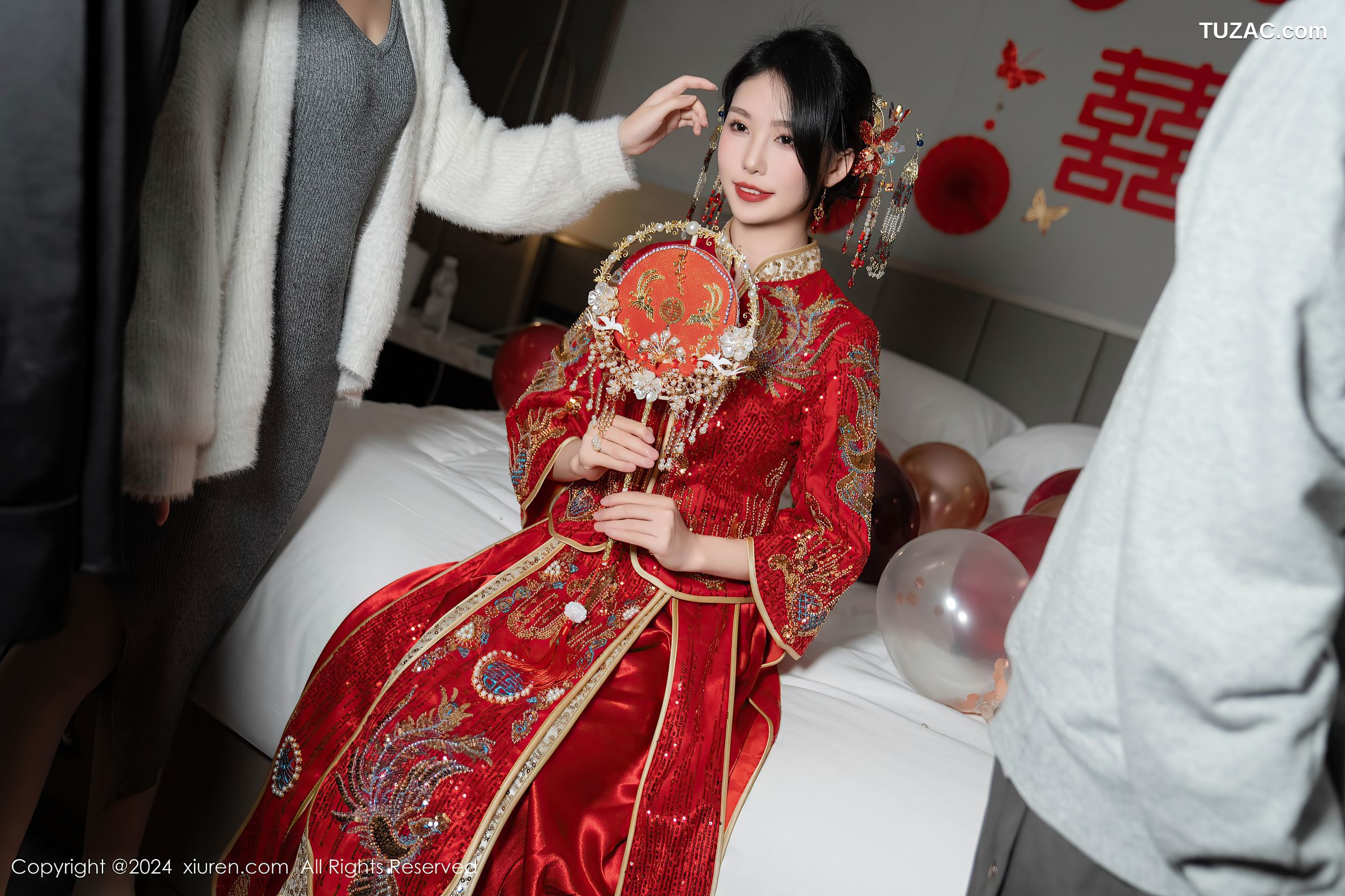 XiuRen秀人网-8376-利世-新婚之夜主题-中式大红新娘装红色蕾丝内衣-2024.04.11