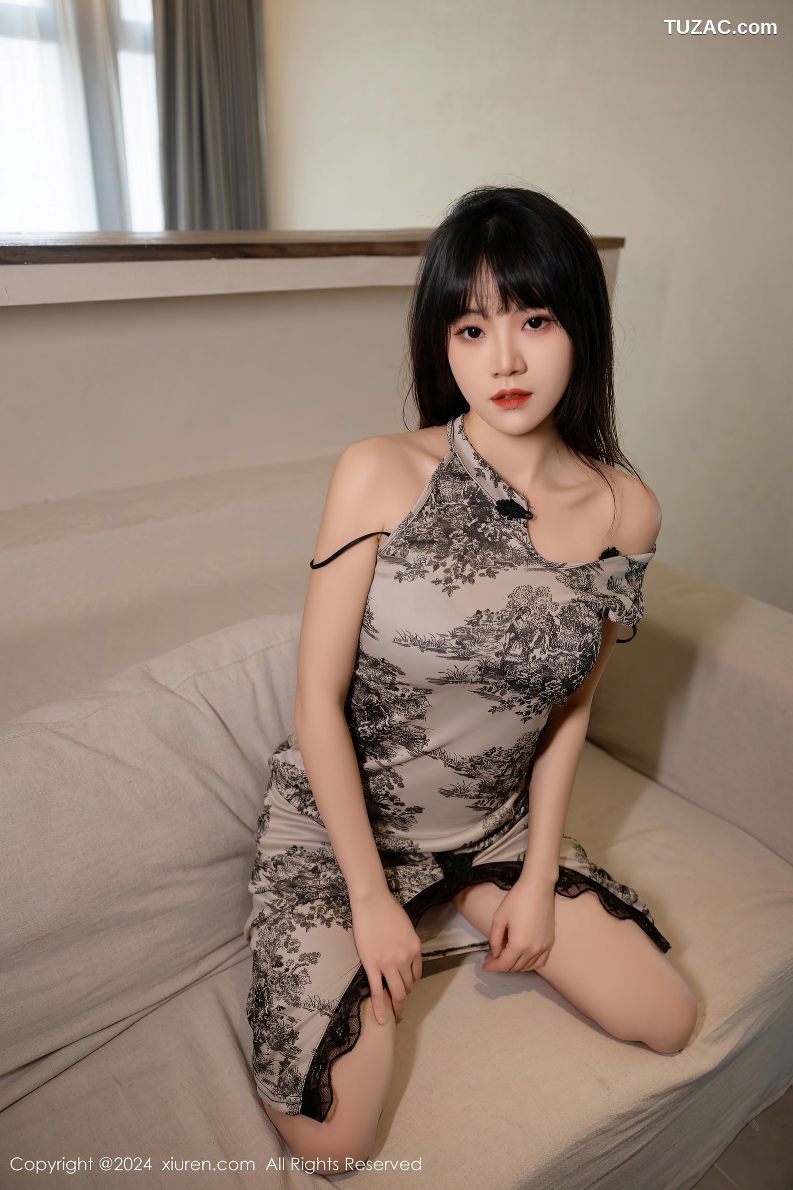 XiuRen秀人网-8434-唐安诺-中式印花连衣裙-2024.04.23