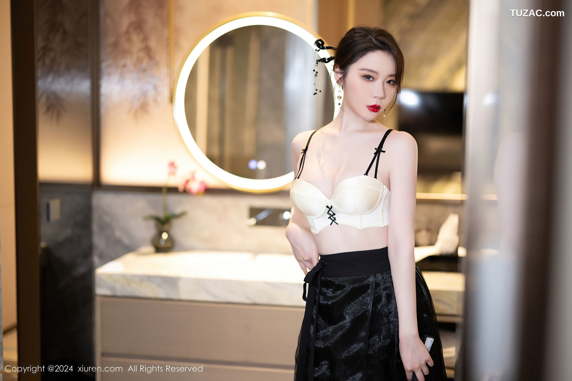 XiuRen秀人网-8465-梦心玥-黑色裙装白色内衣-2024.04.28