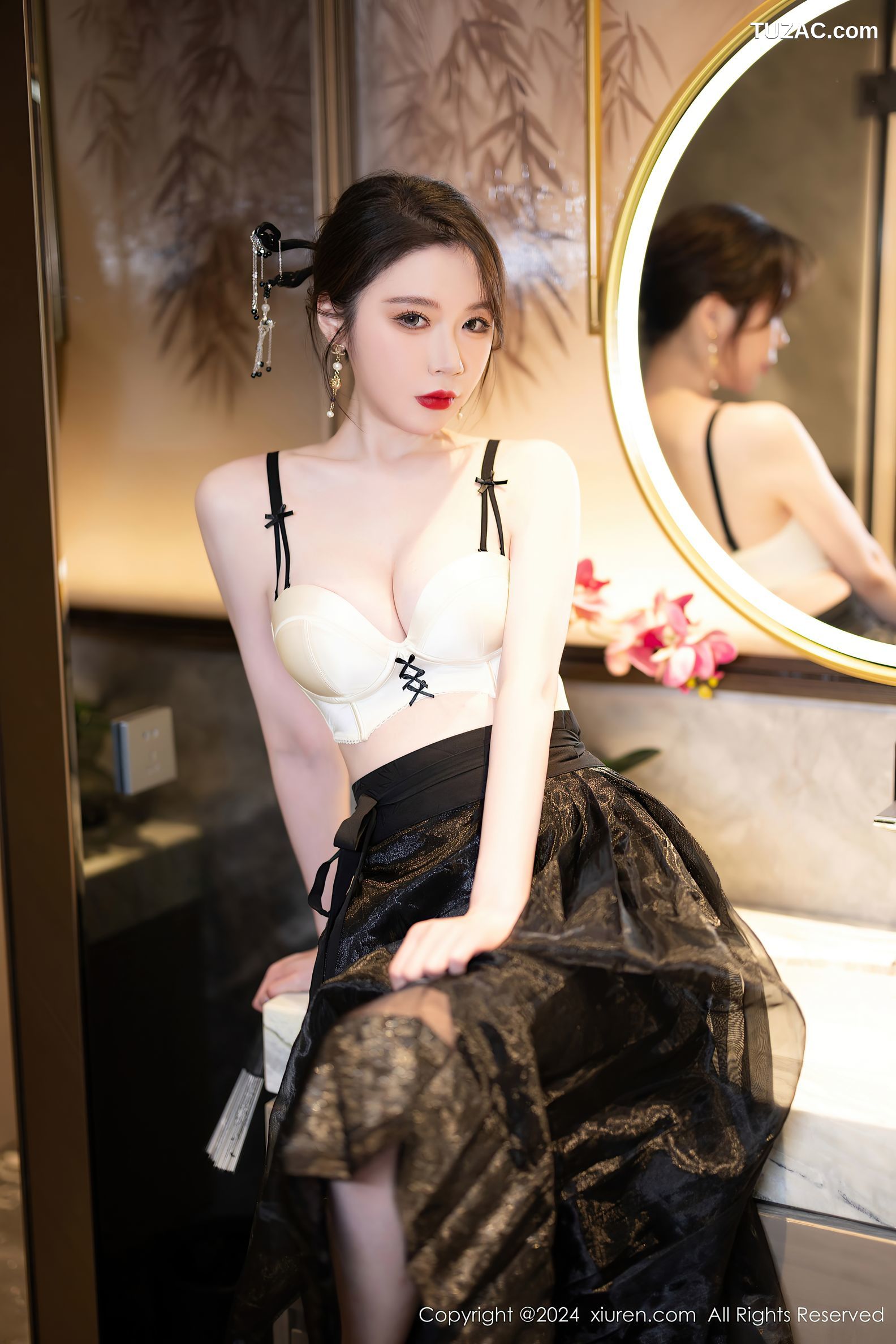 XiuRen秀人网-8465-梦心玥-黑色裙装白色内衣-2024.04.28