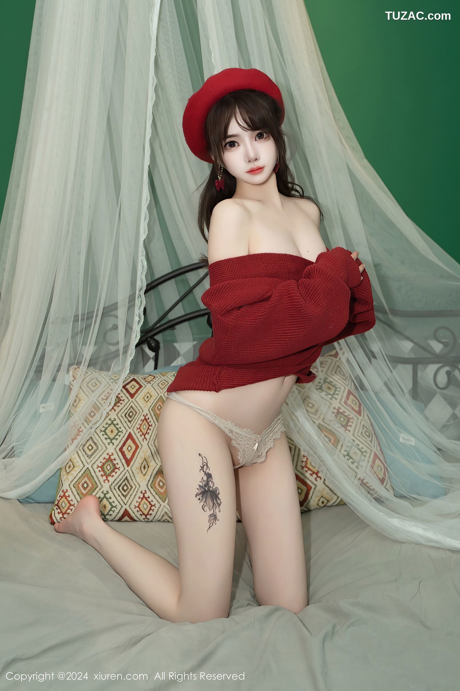 XiuRen秀人网-8551-林月月-小红帽红毛衣白短裙-2024.05.16