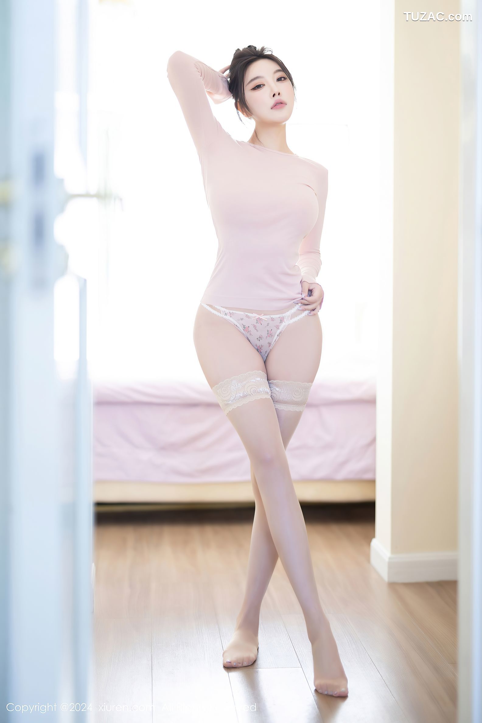 XiuRen秀人网-8570-杨晨晨Yome-白色蕾丝内衣-粉色紧身T湿身-2024.05.20