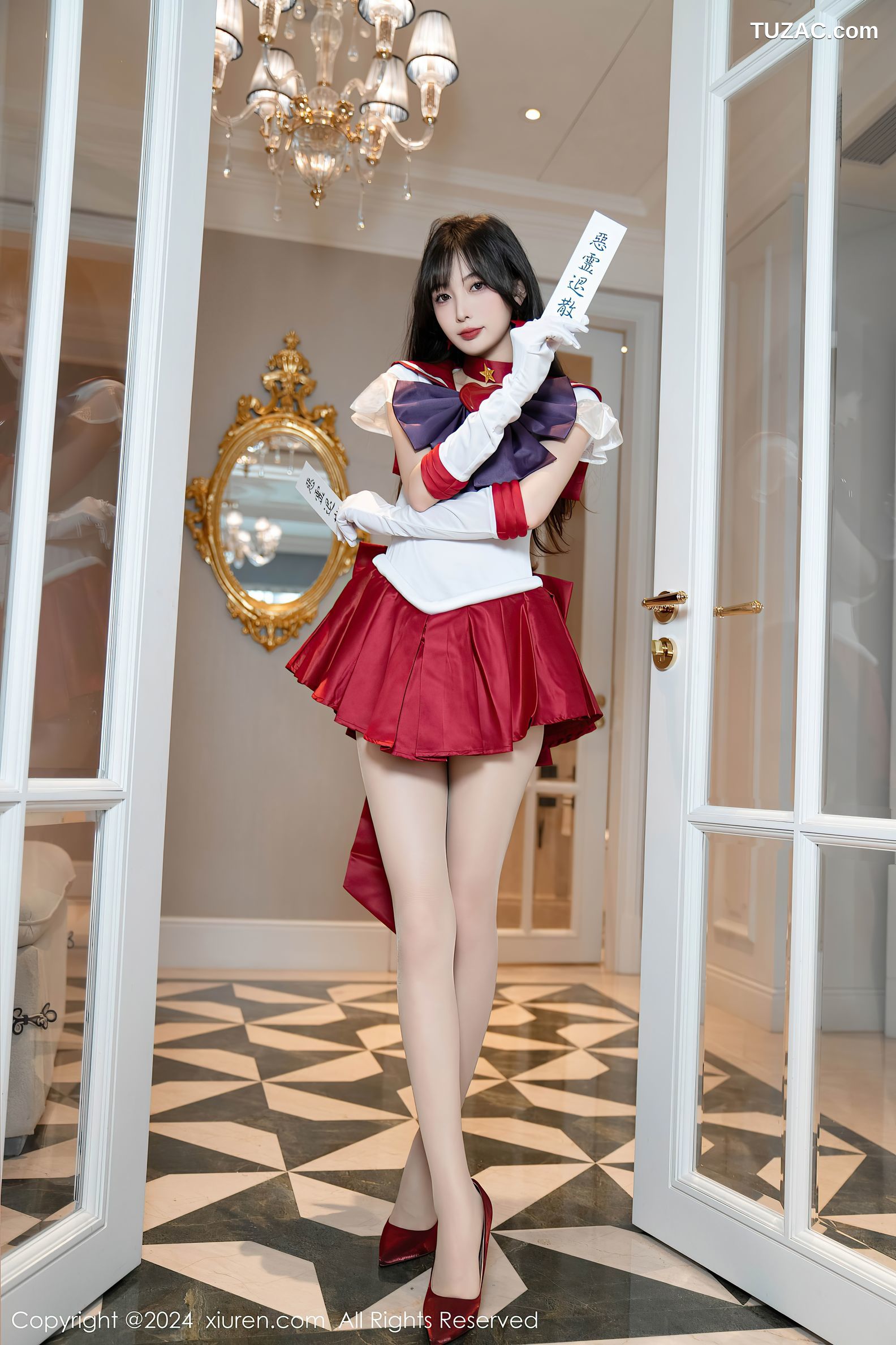 XiuRen秀人网-8800-林星阑-Cos美少女战士-火野玲-红色短裙肉丝-2024.07.03