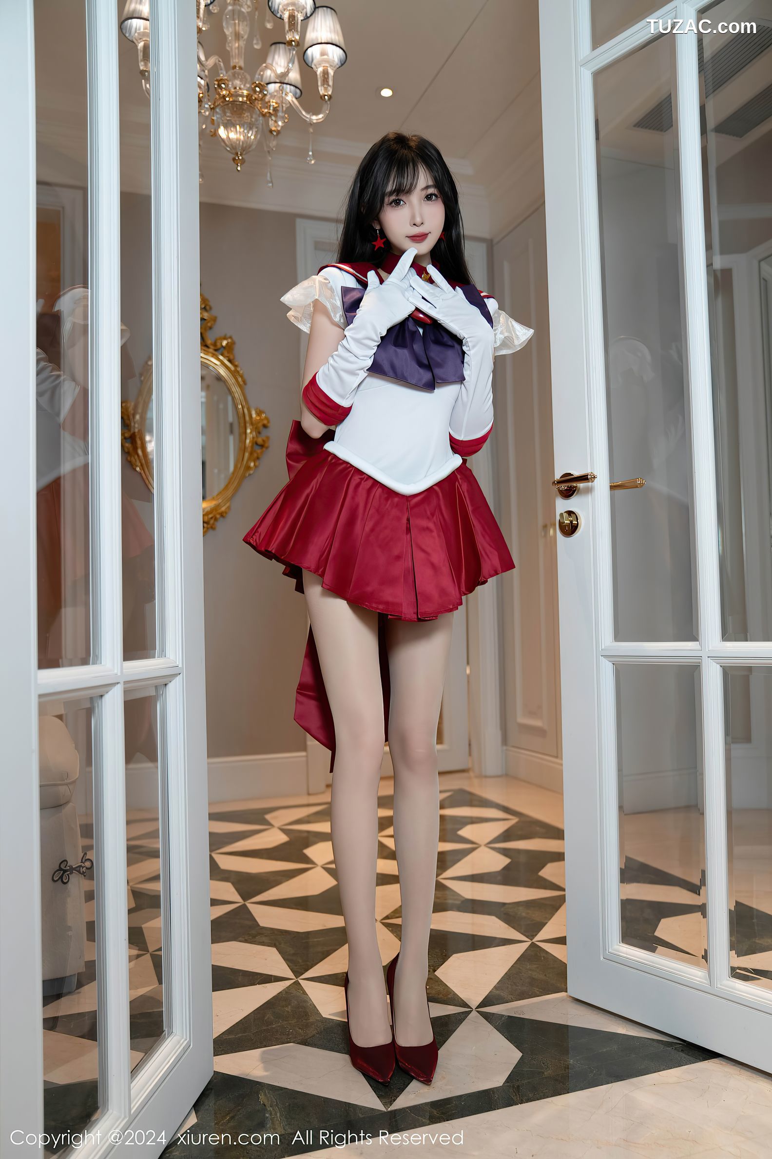 XiuRen秀人网-8800-林星阑-Cos美少女战士-火野玲-红色短裙肉丝-2024.07.03