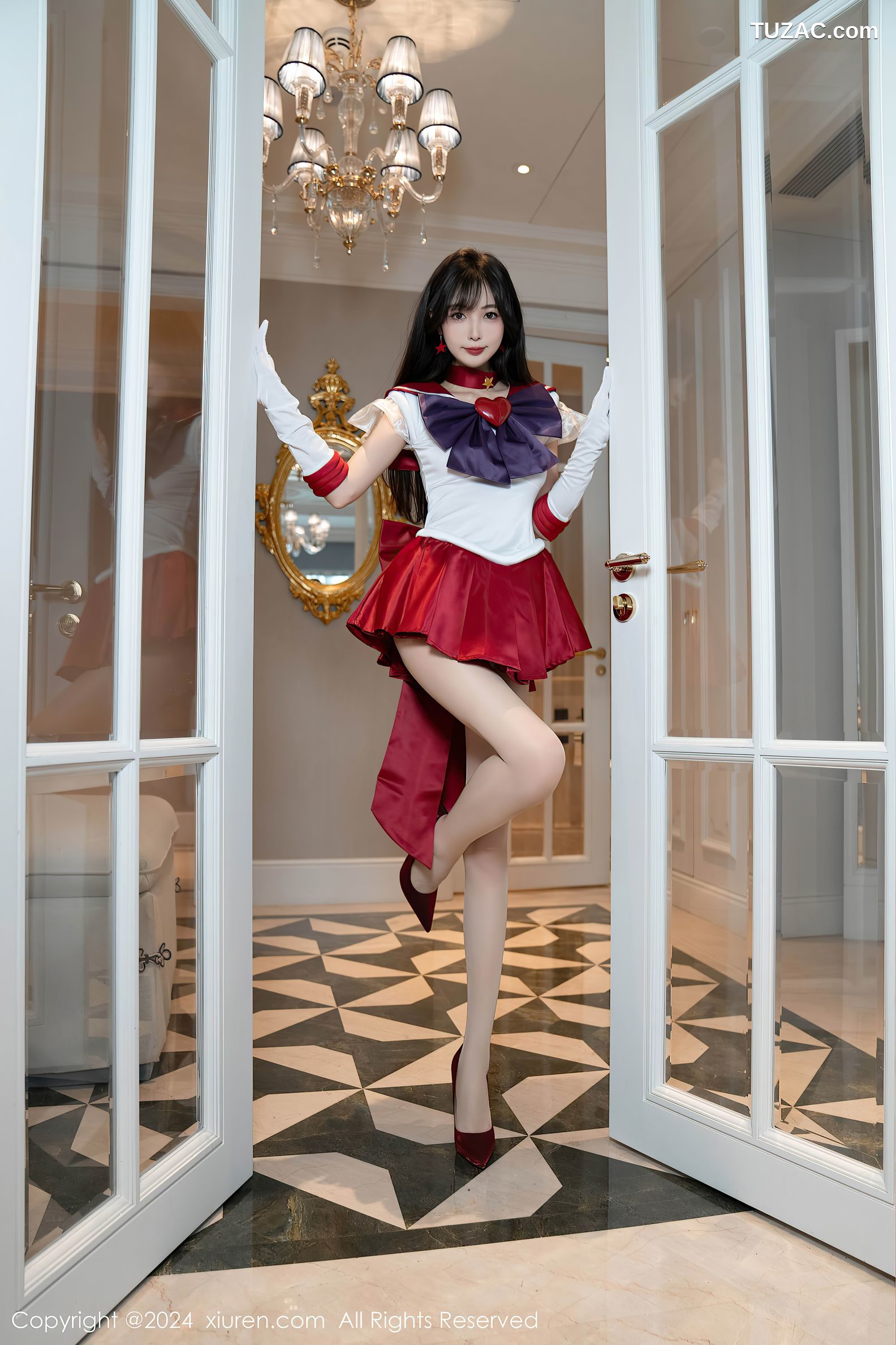 XiuRen秀人网-8800-林星阑-Cos美少女战士-火野玲-红色短裙肉丝-2024.07.03