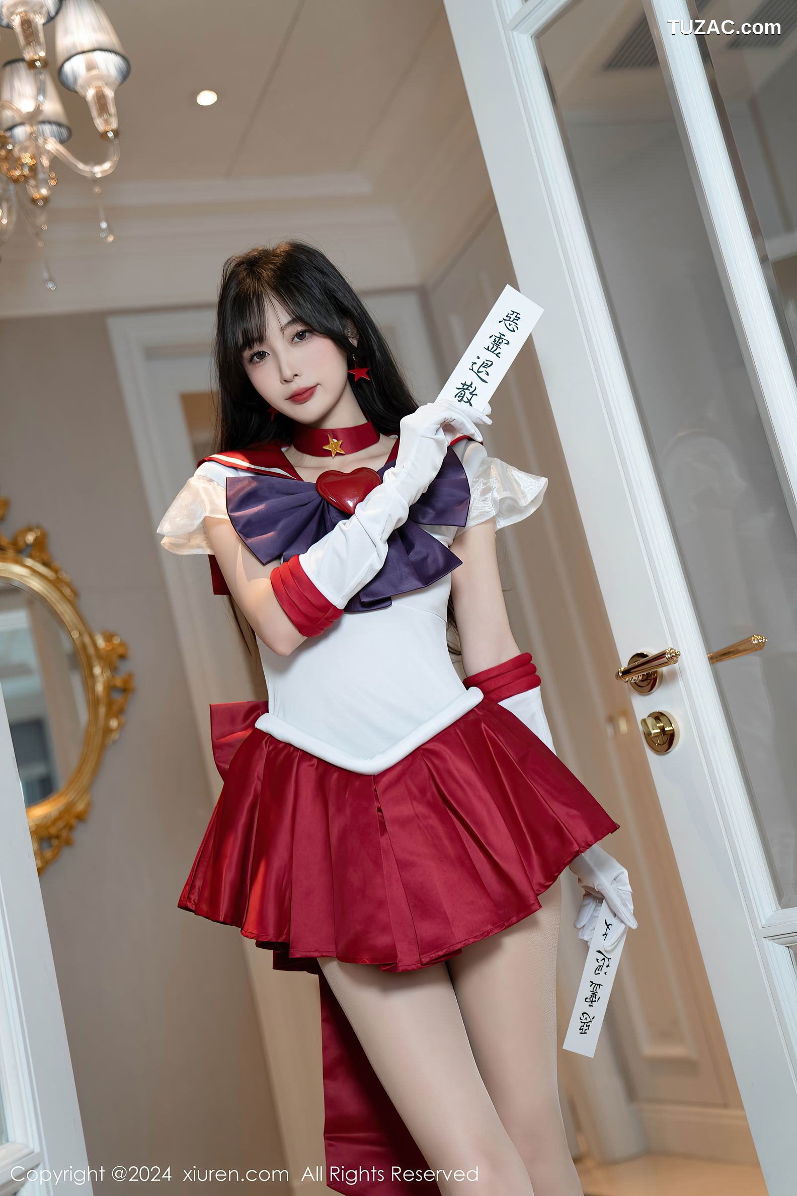 XiuRen秀人网-8800-林星阑-Cos美少女战士-火野玲-红色短裙肉丝-2024.07.03