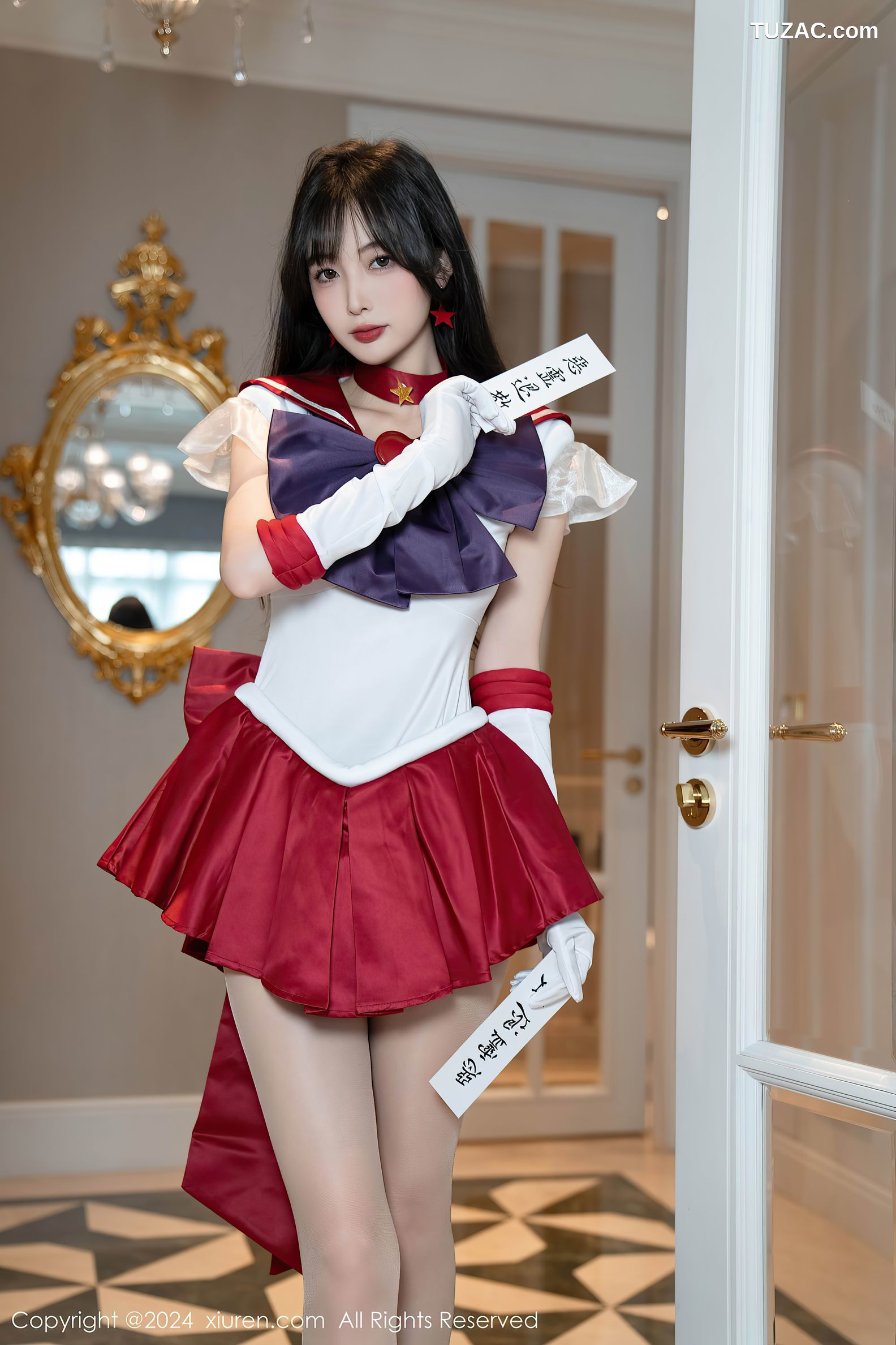 XiuRen秀人网-8800-林星阑-Cos美少女战士-火野玲-红色短裙肉丝-2024.07.03