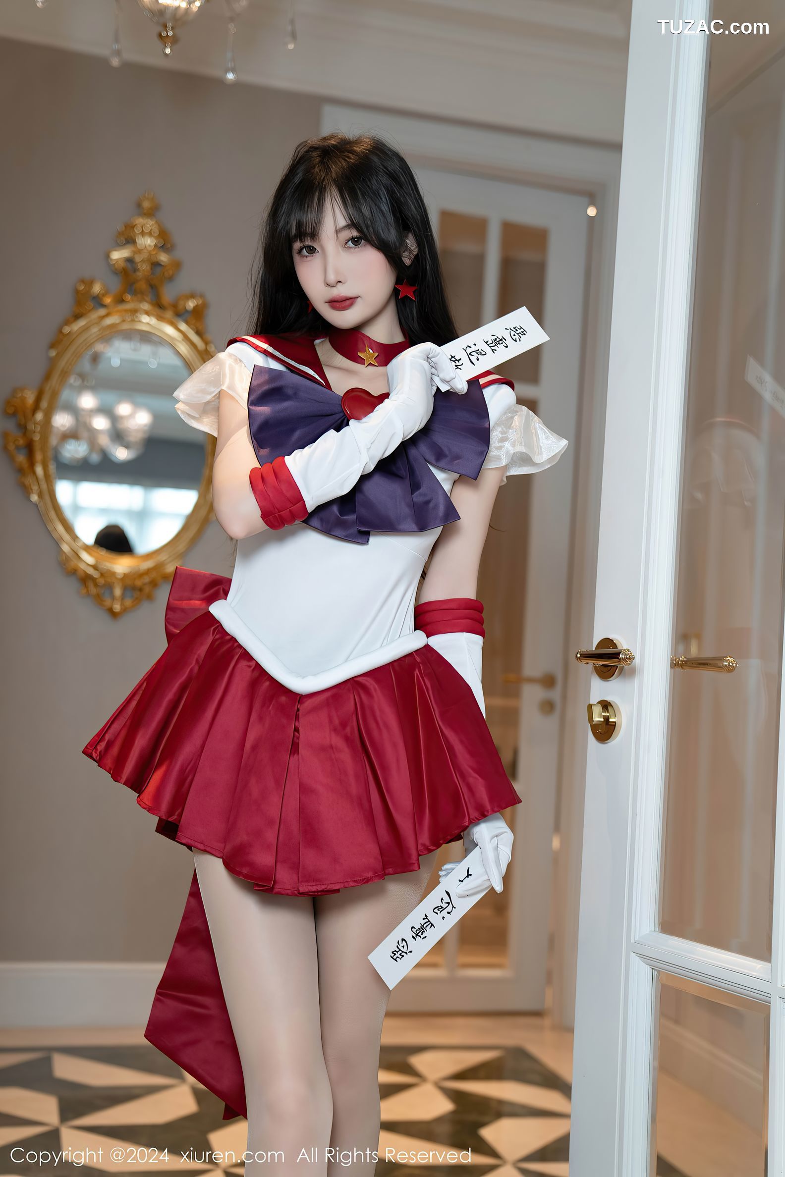 XiuRen秀人网-8800-林星阑-Cos美少女战士-火野玲-红色短裙肉丝-2024.07.03