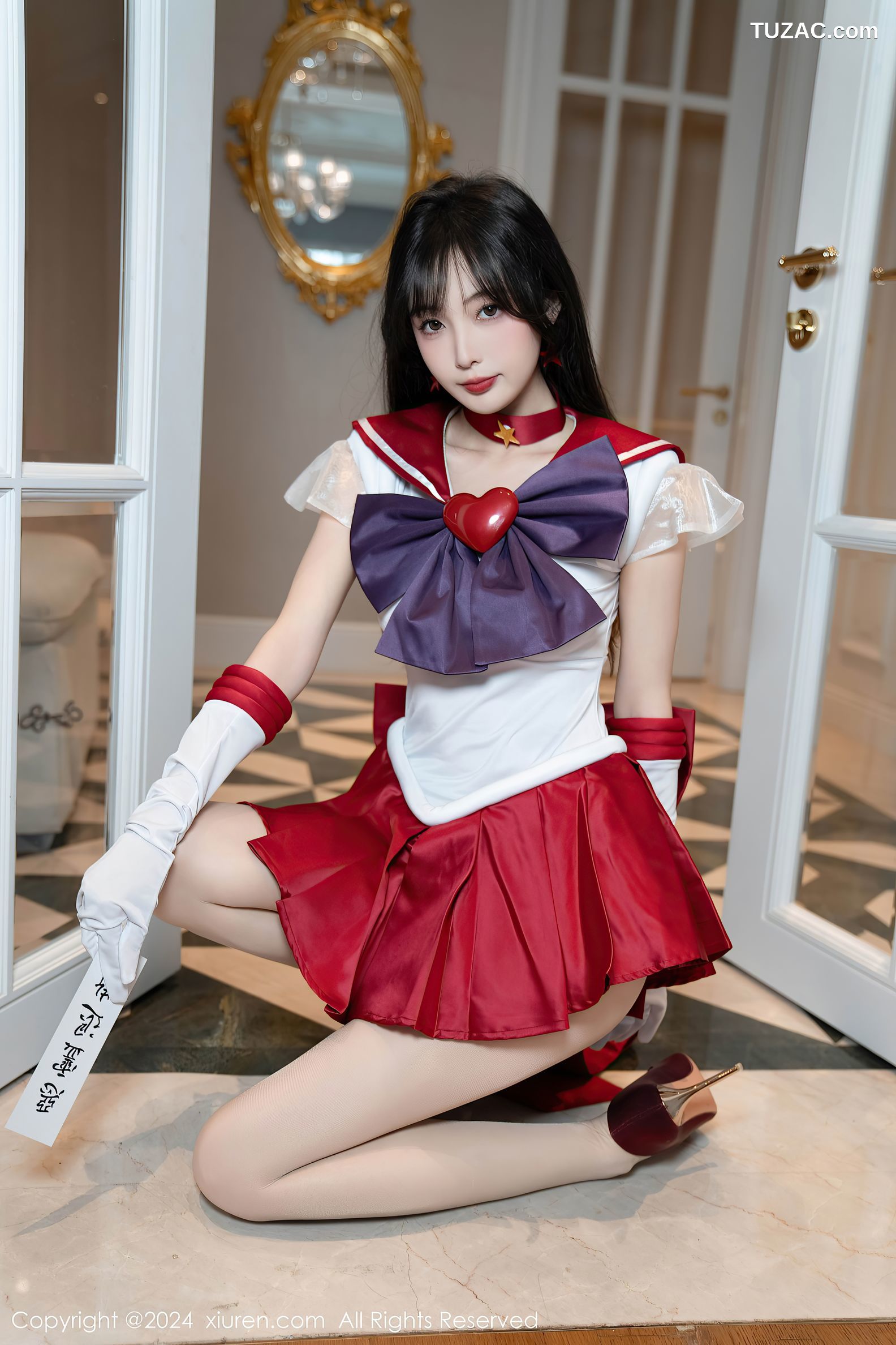 XiuRen秀人网-8800-林星阑-Cos美少女战士-火野玲-红色短裙肉丝-2024.07.03