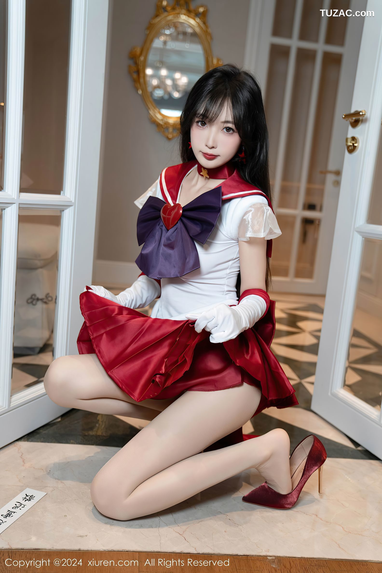 XiuRen秀人网-8800-林星阑-Cos美少女战士-火野玲-红色短裙肉丝-2024.07.03