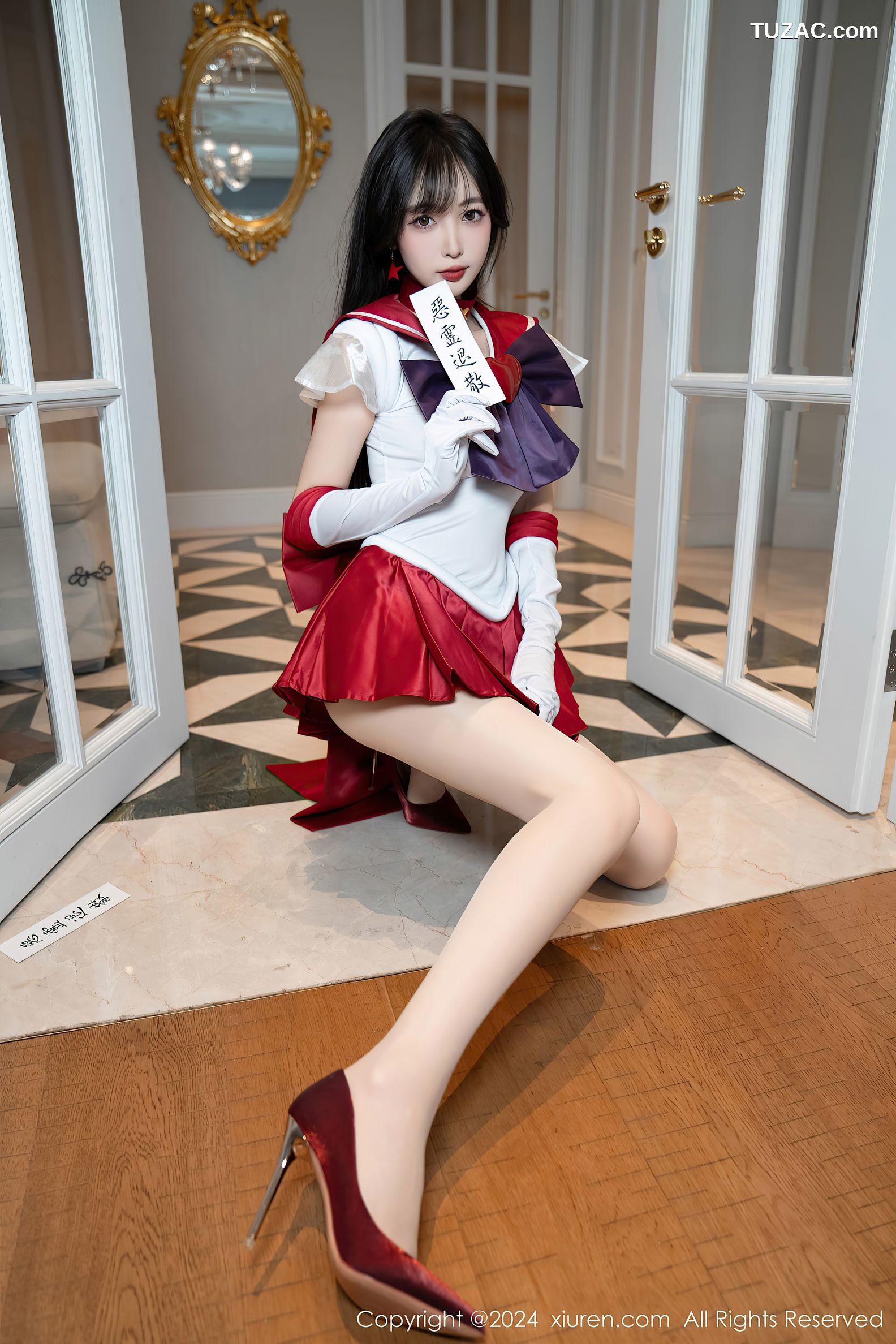 XiuRen秀人网-8800-林星阑-Cos美少女战士-火野玲-红色短裙肉丝-2024.07.03