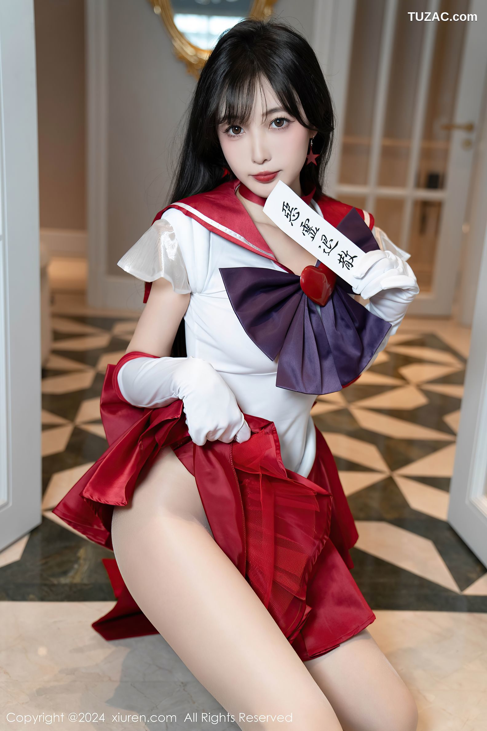 XiuRen秀人网-8800-林星阑-Cos美少女战士-火野玲-红色短裙肉丝-2024.07.03