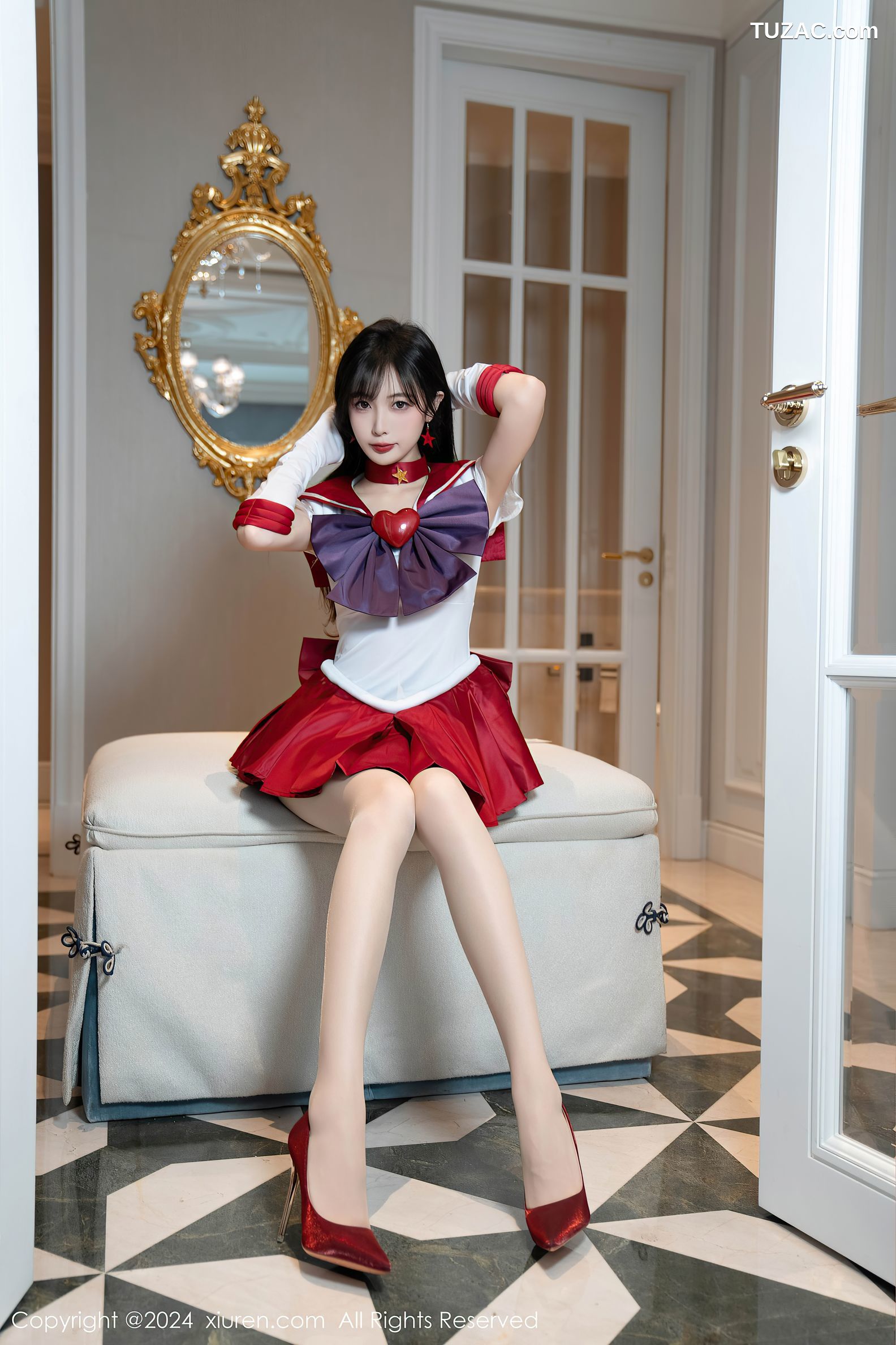 XiuRen秀人网-8800-林星阑-Cos美少女战士-火野玲-红色短裙肉丝-2024.07.03