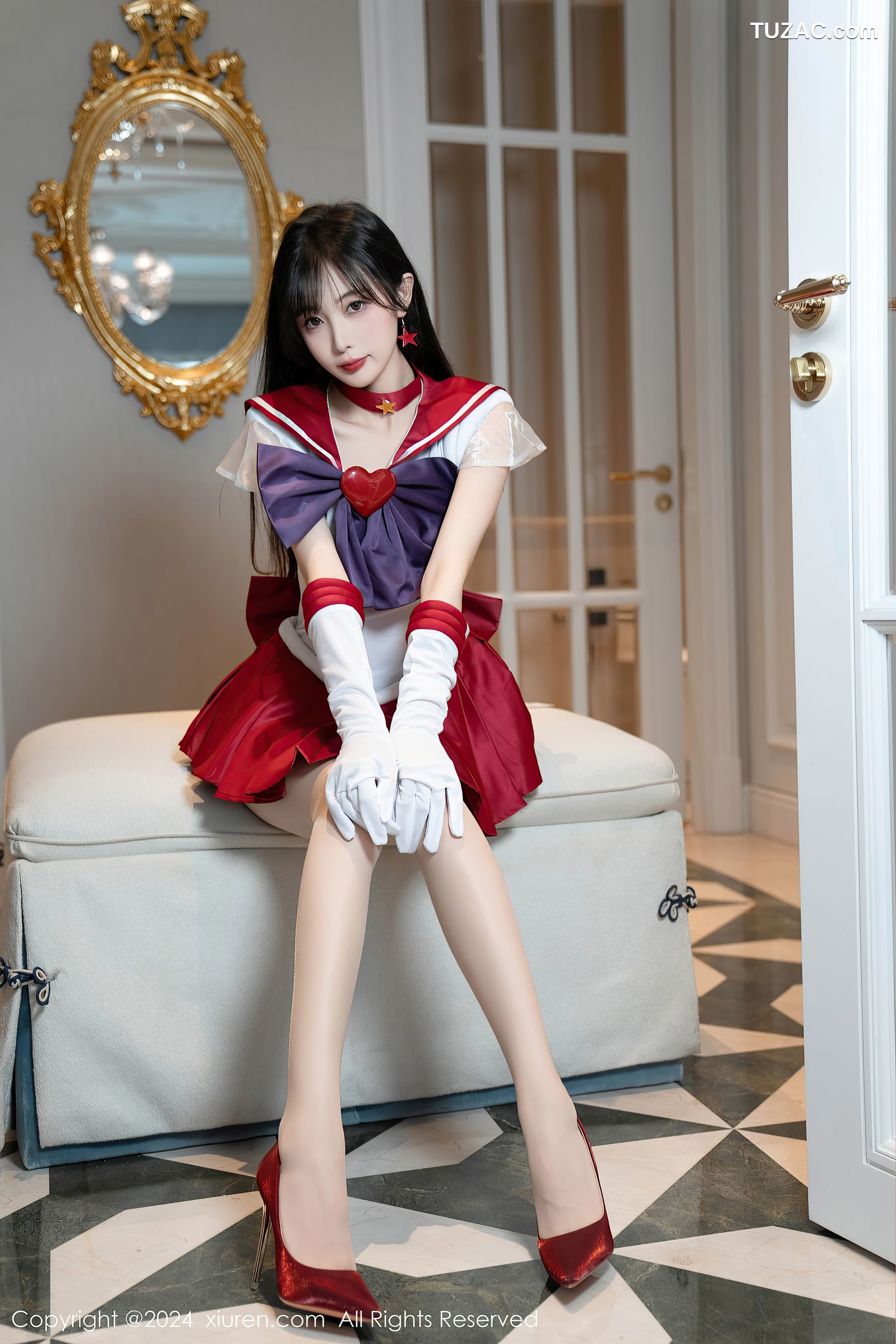 XiuRen秀人网-8800-林星阑-Cos美少女战士-火野玲-红色短裙肉丝-2024.07.03