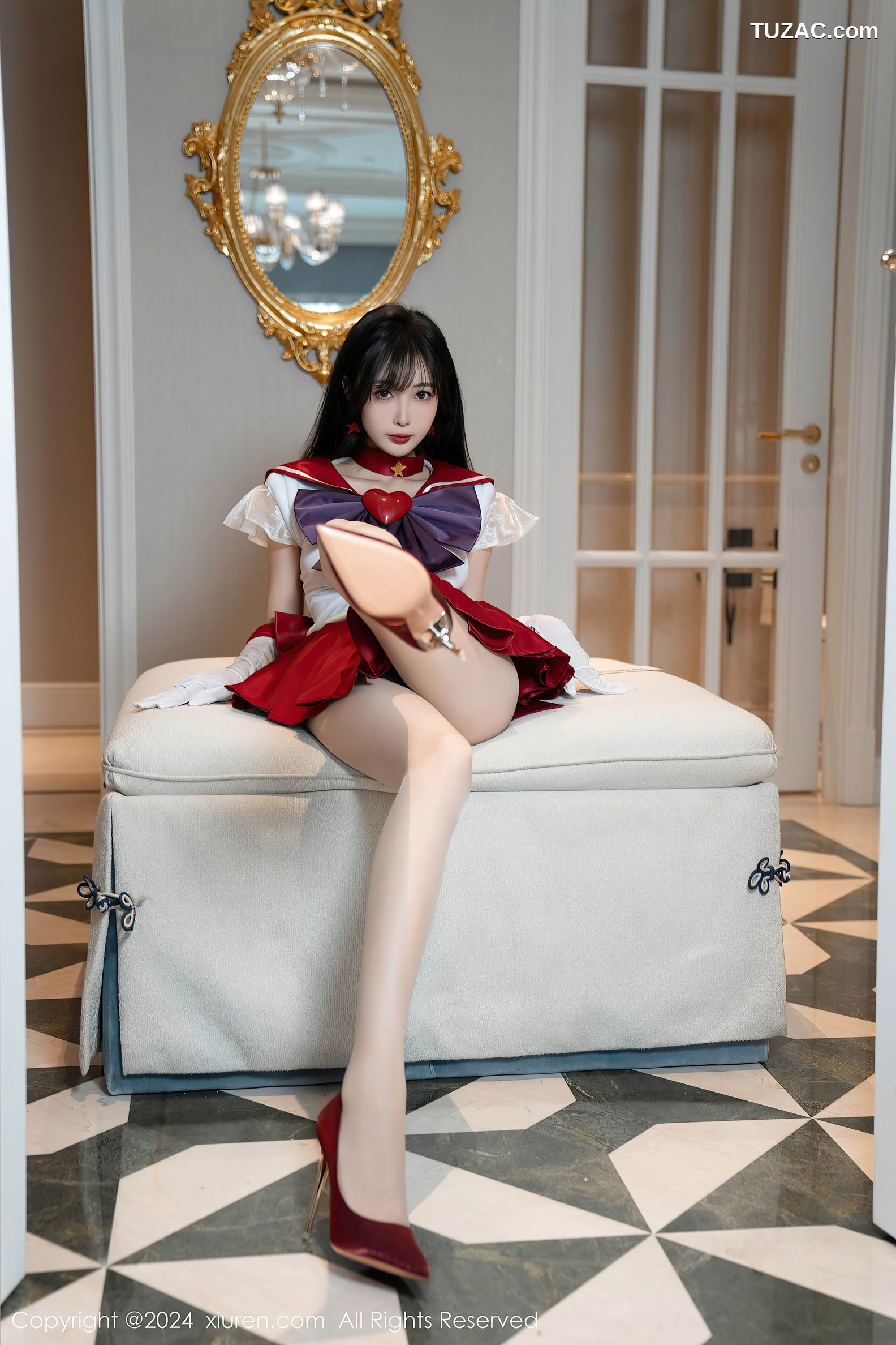 XiuRen秀人网-8800-林星阑-Cos美少女战士-火野玲-红色短裙肉丝-2024.07.03