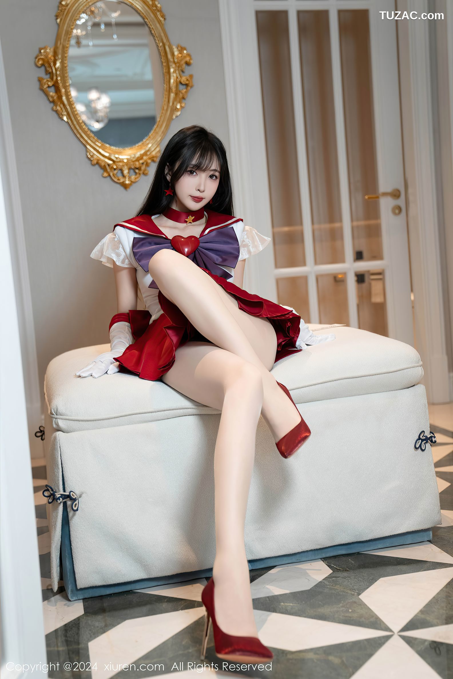 XiuRen秀人网-8800-林星阑-Cos美少女战士-火野玲-红色短裙肉丝-2024.07.03