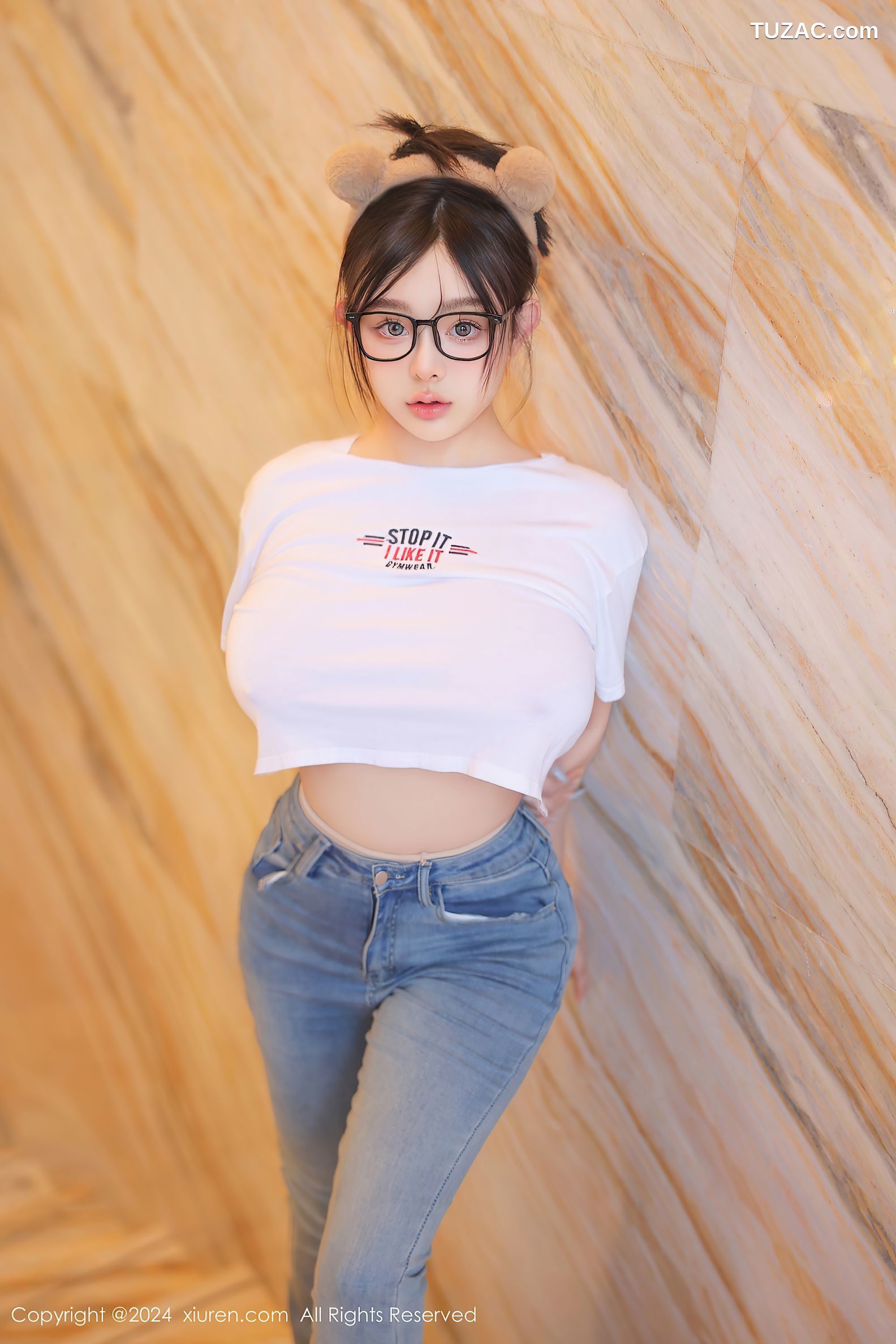 XiuRen秀人网-8809-娜娜子yy-首套-巨乳白T牛仔裤肉丝大尺度-2024.07.05