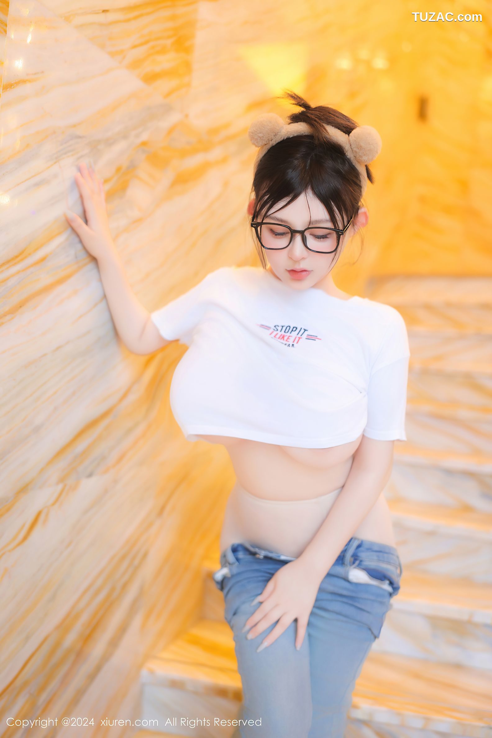 XiuRen秀人网-8809-娜娜子yy-首套-巨乳白T牛仔裤肉丝大尺度-2024.07.05