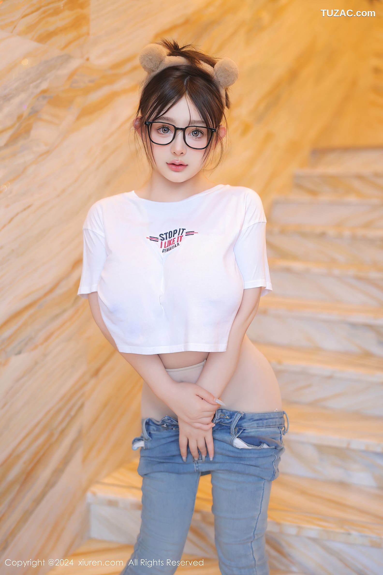 XiuRen秀人网-8809-娜娜子yy-首套-巨乳白T牛仔裤肉丝大尺度-2024.07.05