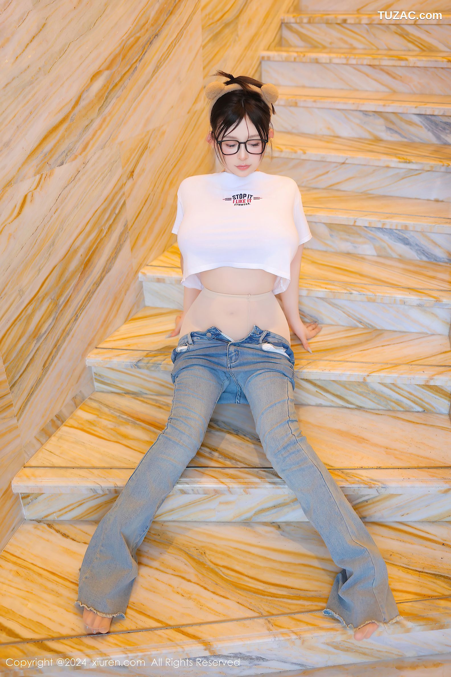 XiuRen秀人网-8809-娜娜子yy-首套-巨乳白T牛仔裤肉丝大尺度-2024.07.05