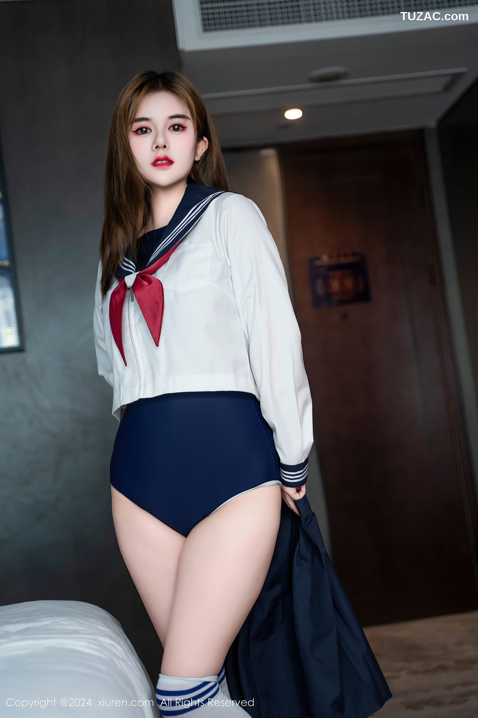 XiuRen秀人网-8819-凌彩烟-水手服学生装深蓝死库水浴缸爆乳-2024.07.08