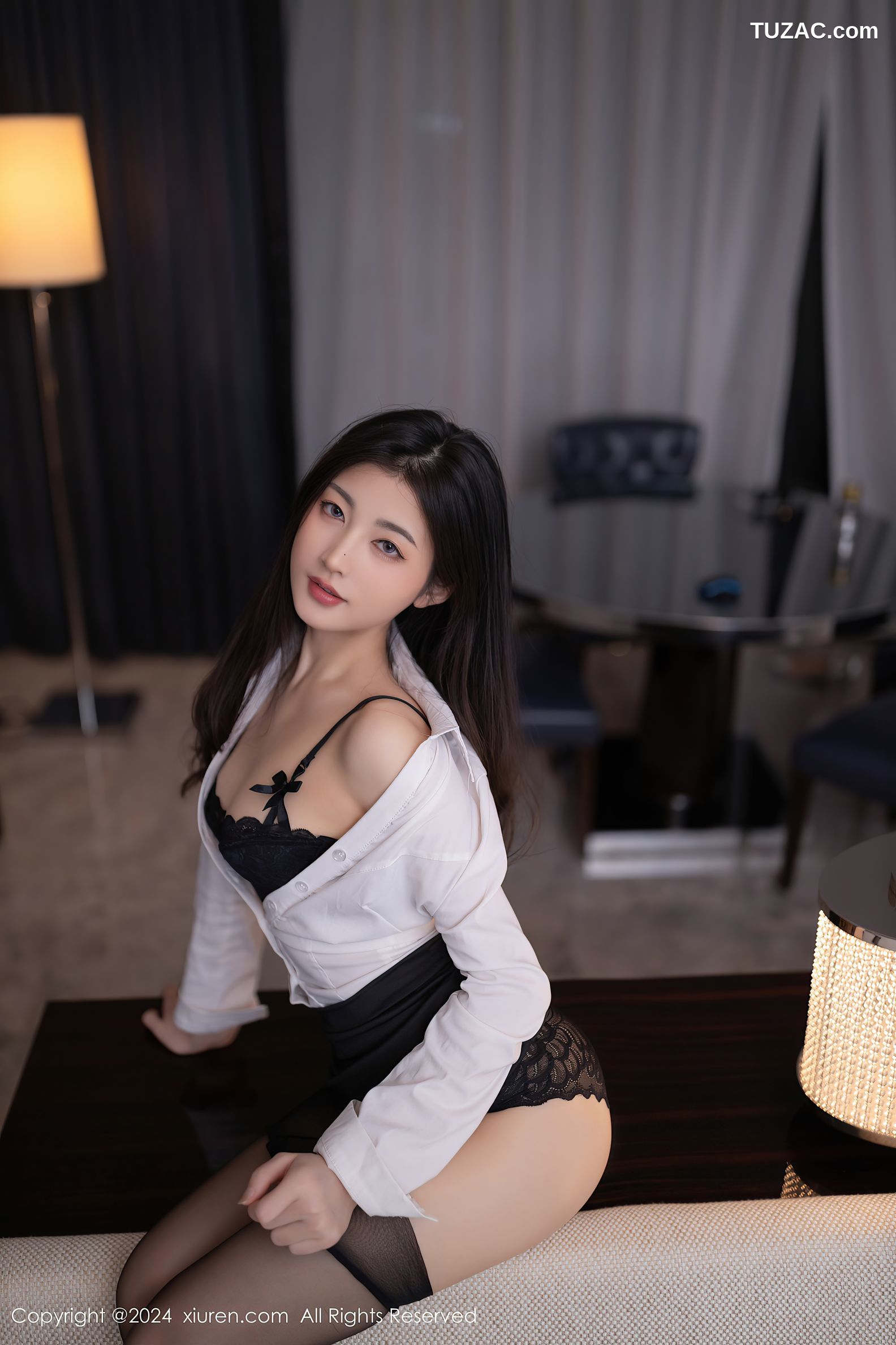 XiuRen秀人网-8830-鱼尾fish-秘书OL白衬衫黑短裙黑蕾丝内衣黑丝-2024.07.09