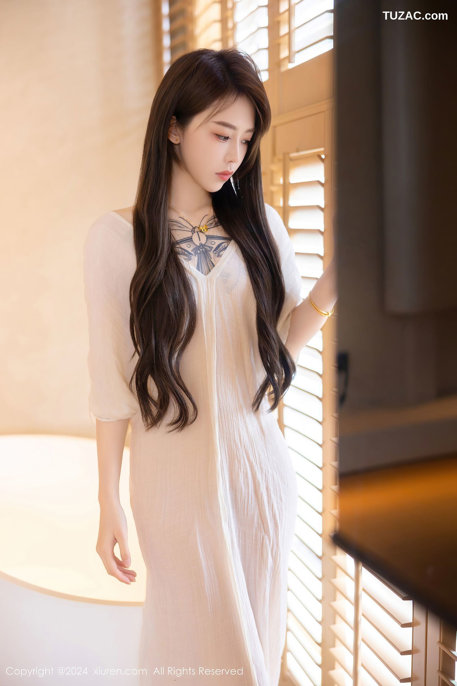 XiuRen秀人网-8842-夏竹-白纱长裙-2024.07.11