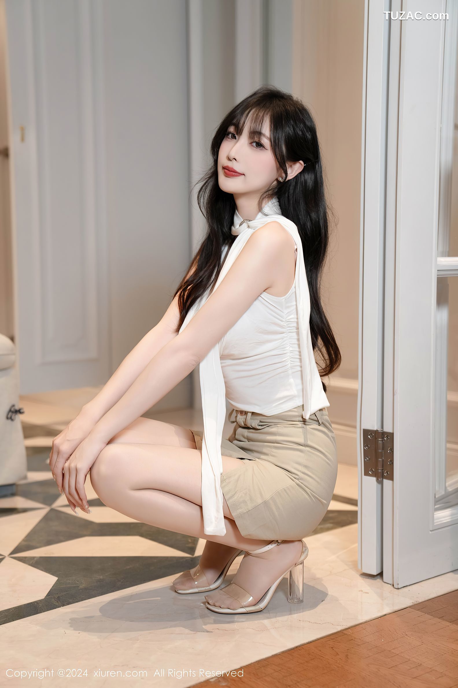 XiuRen秀人网-8849-林星阑-白衫米色短裙白色内衣-2024.07.12