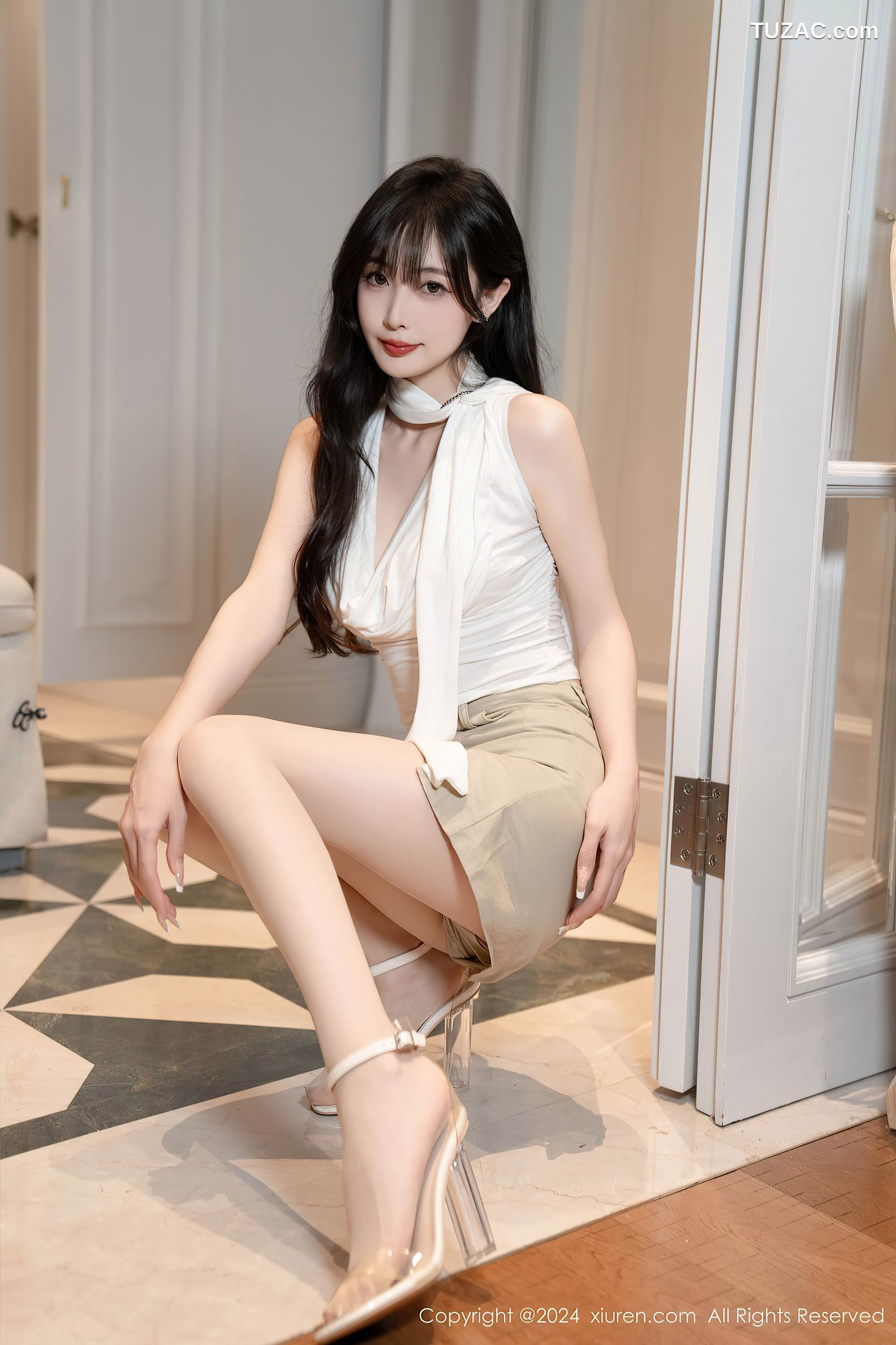 XiuRen秀人网-8849-林星阑-白衫米色短裙白色内衣-2024.07.12