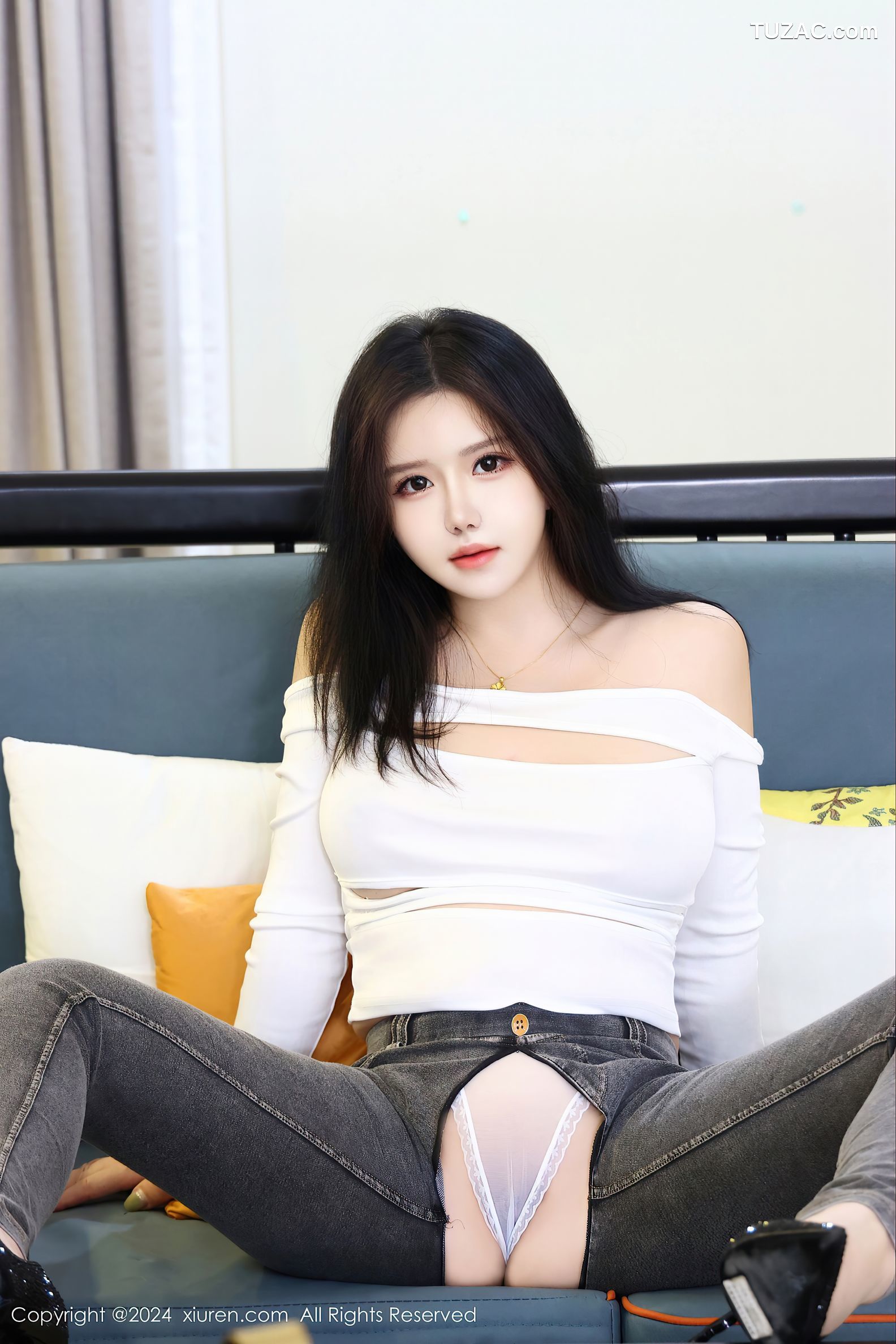 XiuRen秀人网-8853-小薯条nienie-白T牛仔裤-2024.07.12