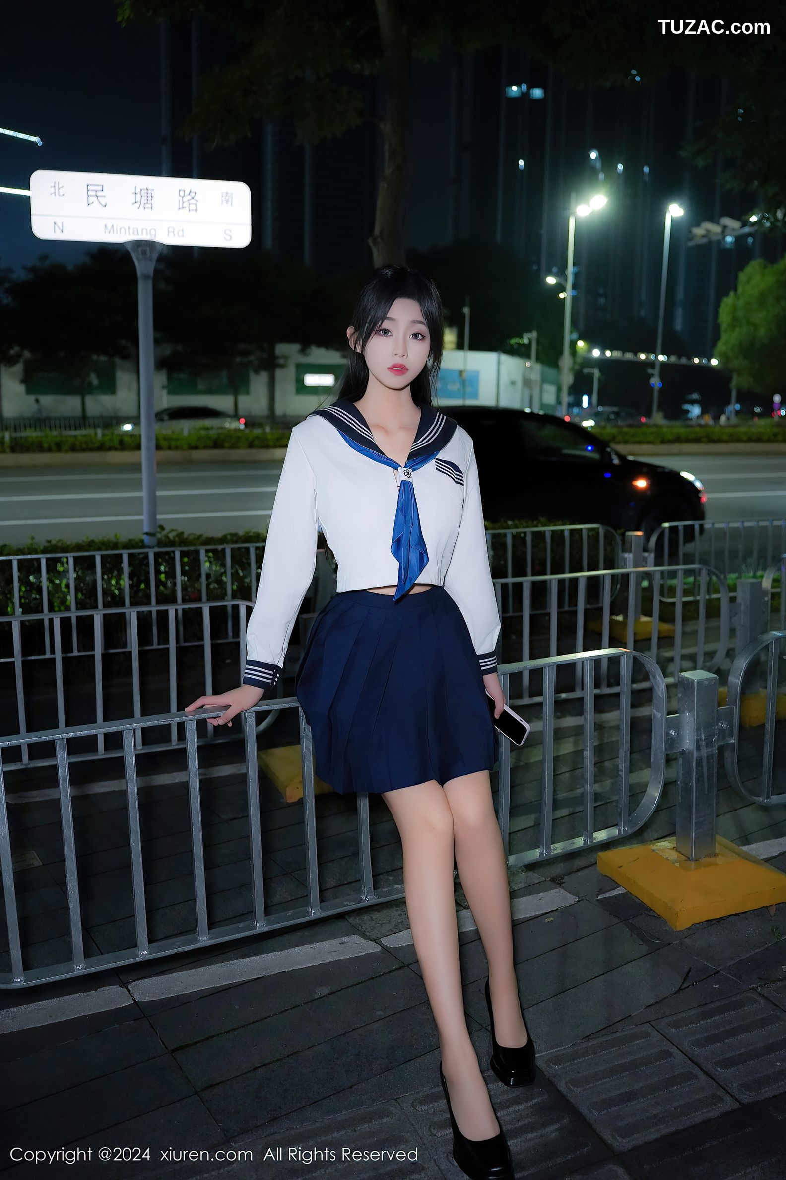 XiuRen秀人网-8879-董林越-学生装水手服深蓝短裙爆乳-2024.07.18