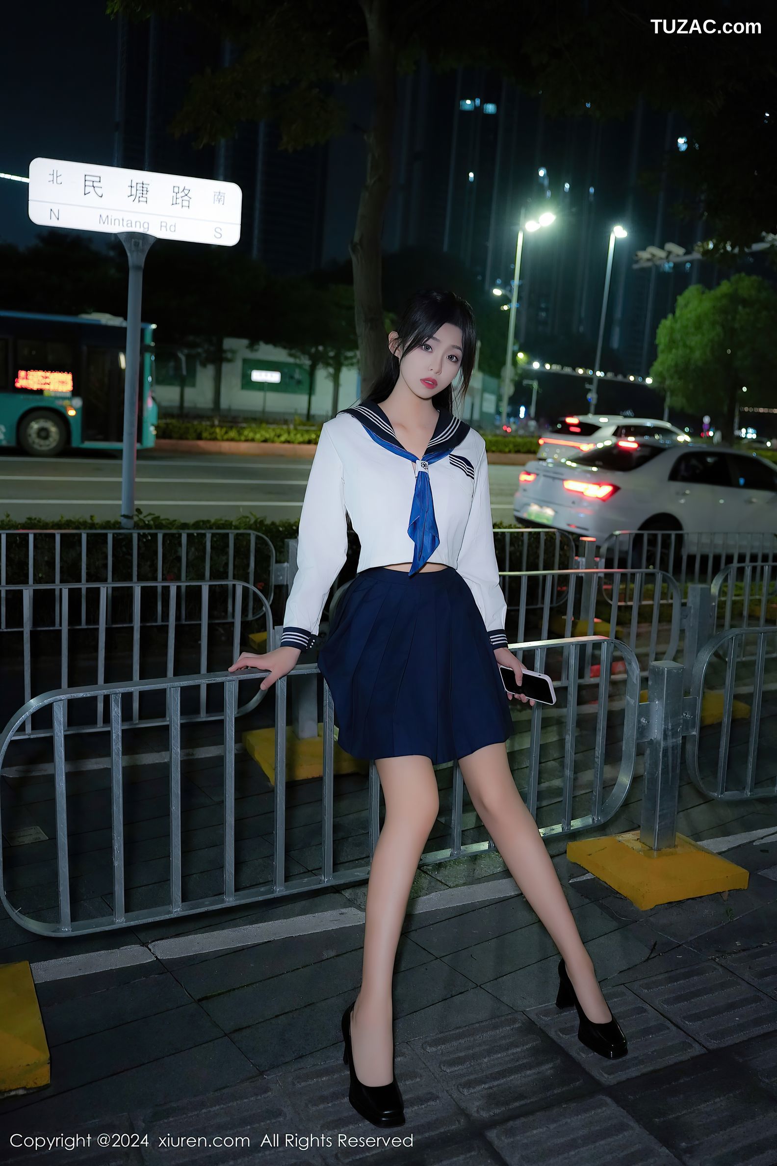 XiuRen秀人网-8879-董林越-学生装水手服深蓝短裙爆乳-2024.07.18