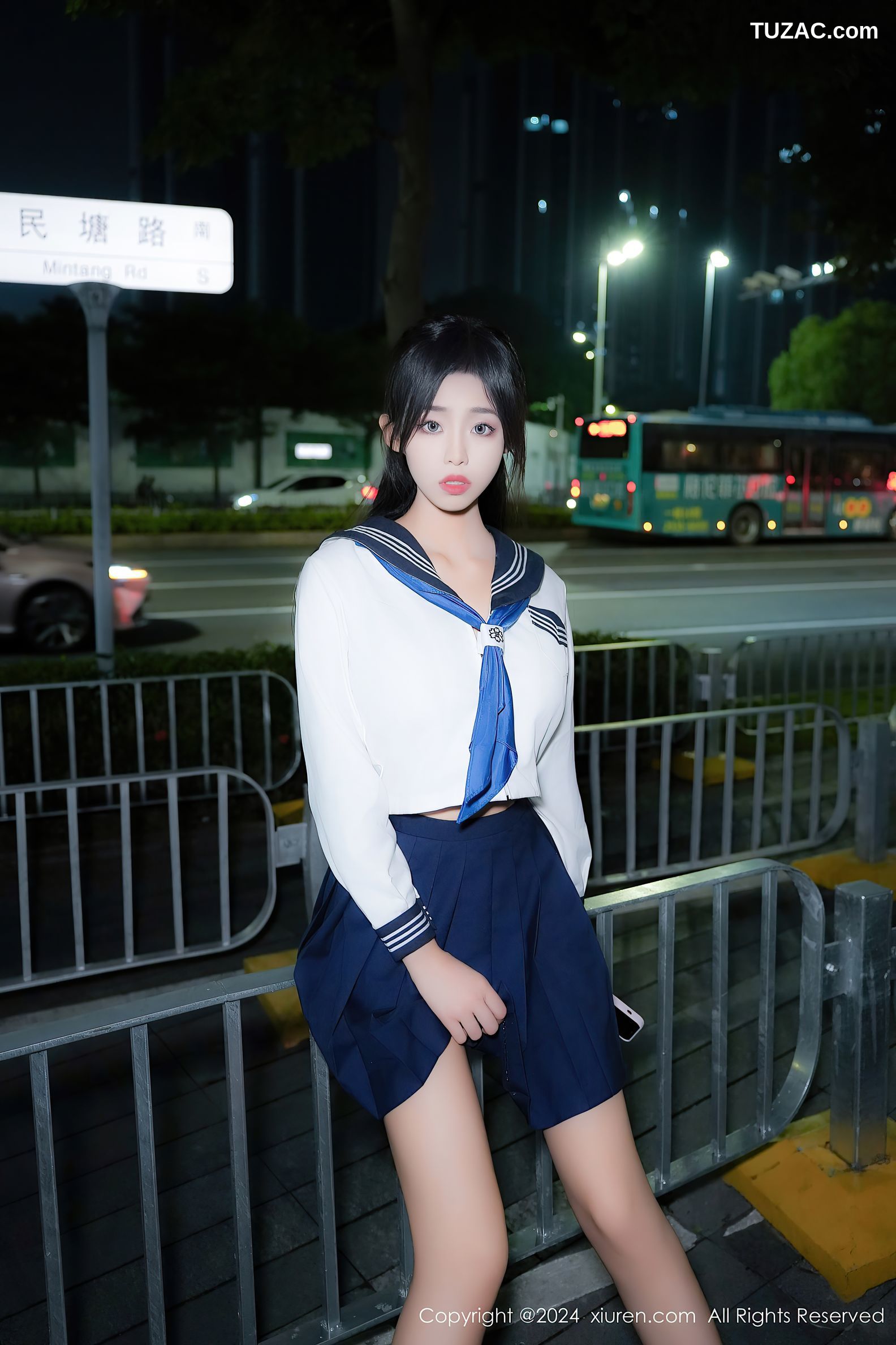 XiuRen秀人网-8879-董林越-学生装水手服深蓝短裙爆乳-2024.07.18