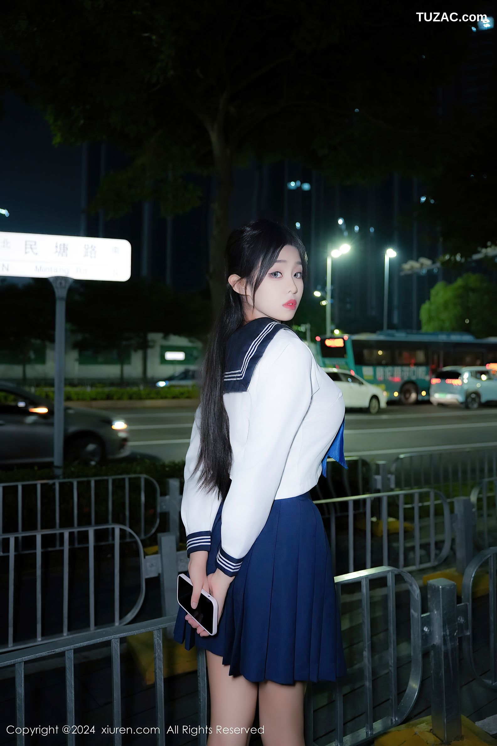 XiuRen秀人网-8879-董林越-学生装水手服深蓝短裙爆乳-2024.07.18