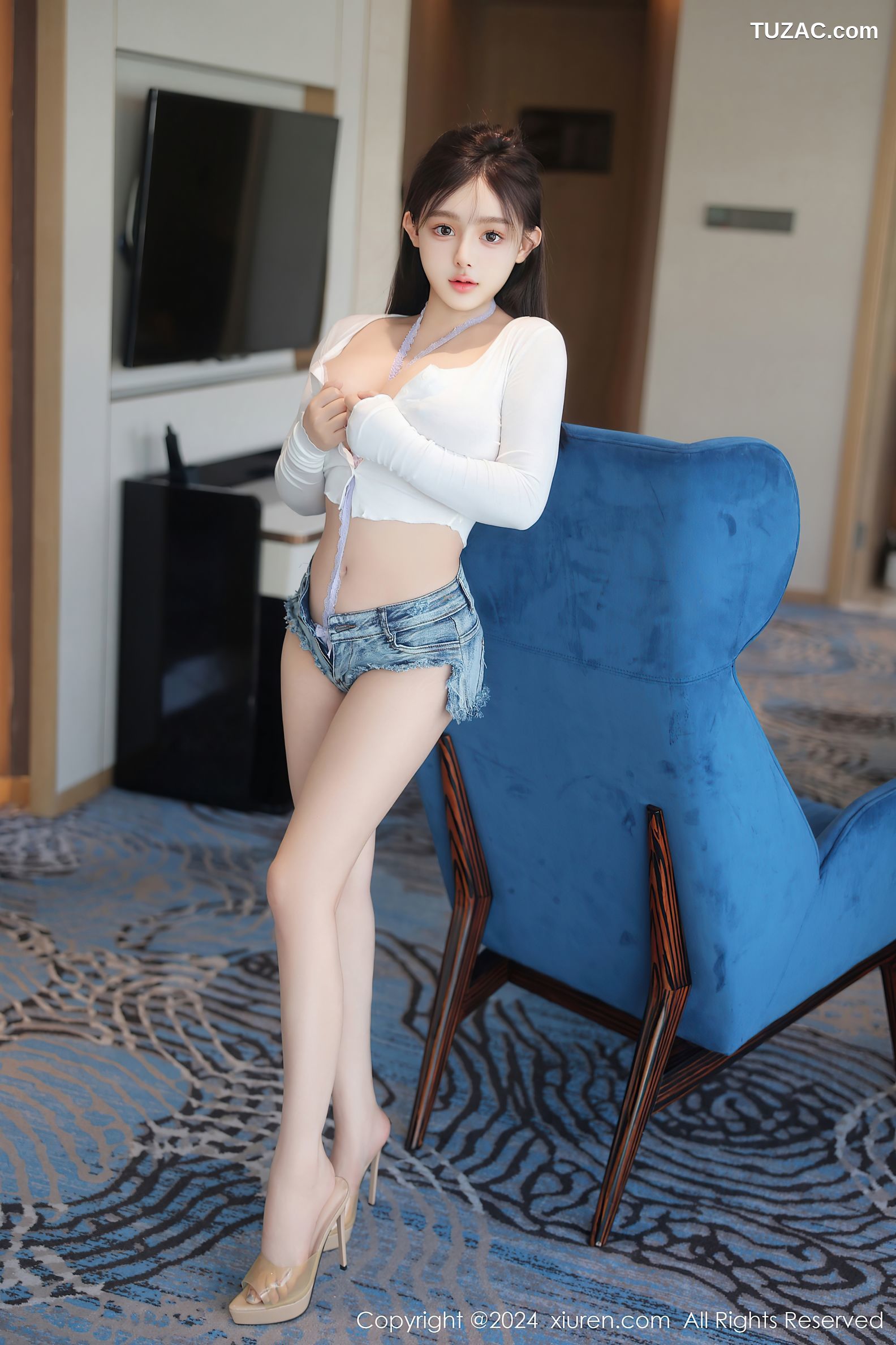 XiuRen秀人网-8958-娜娜子yy-牛仔短裤白T爆乳-2024.08.02