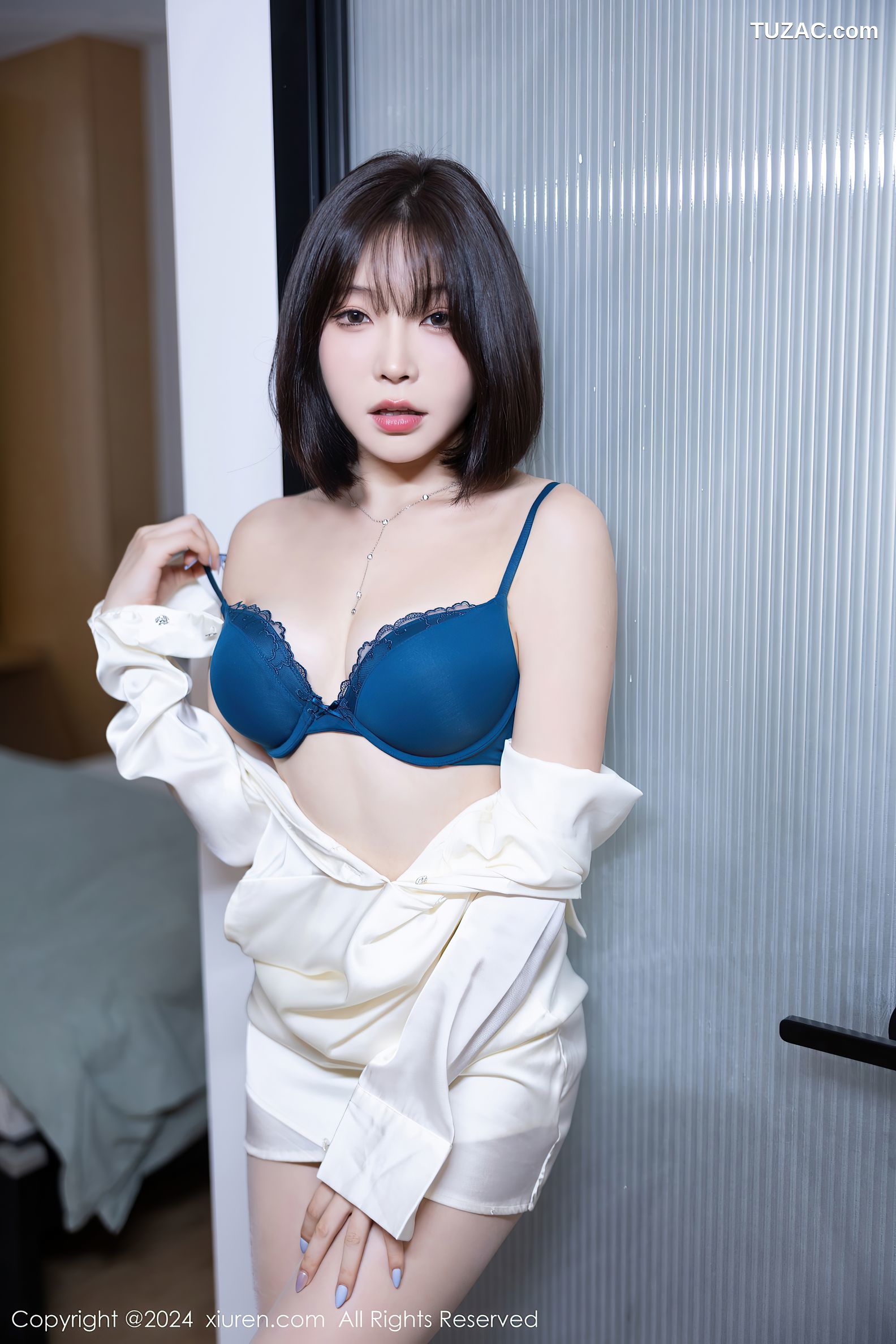 XiuRen秀人网-8963-徐莉芝Booty-PL白色连衣短裙蓝色内衣-2024.08.02
