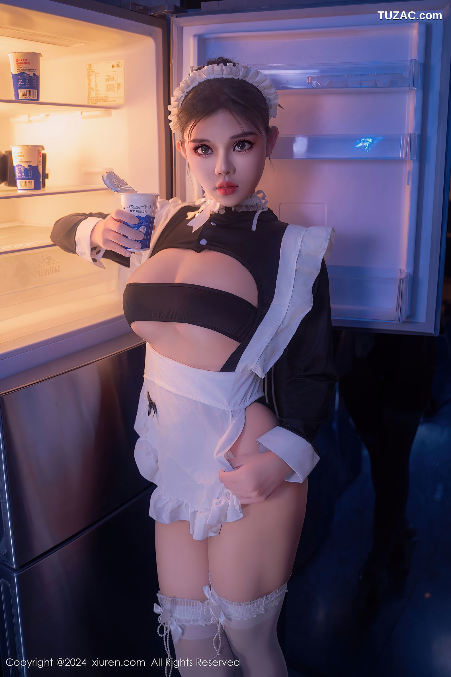 XiuRen秀人网-8966-小童颜-首套-爆乳女仆厨房-2024.08.05