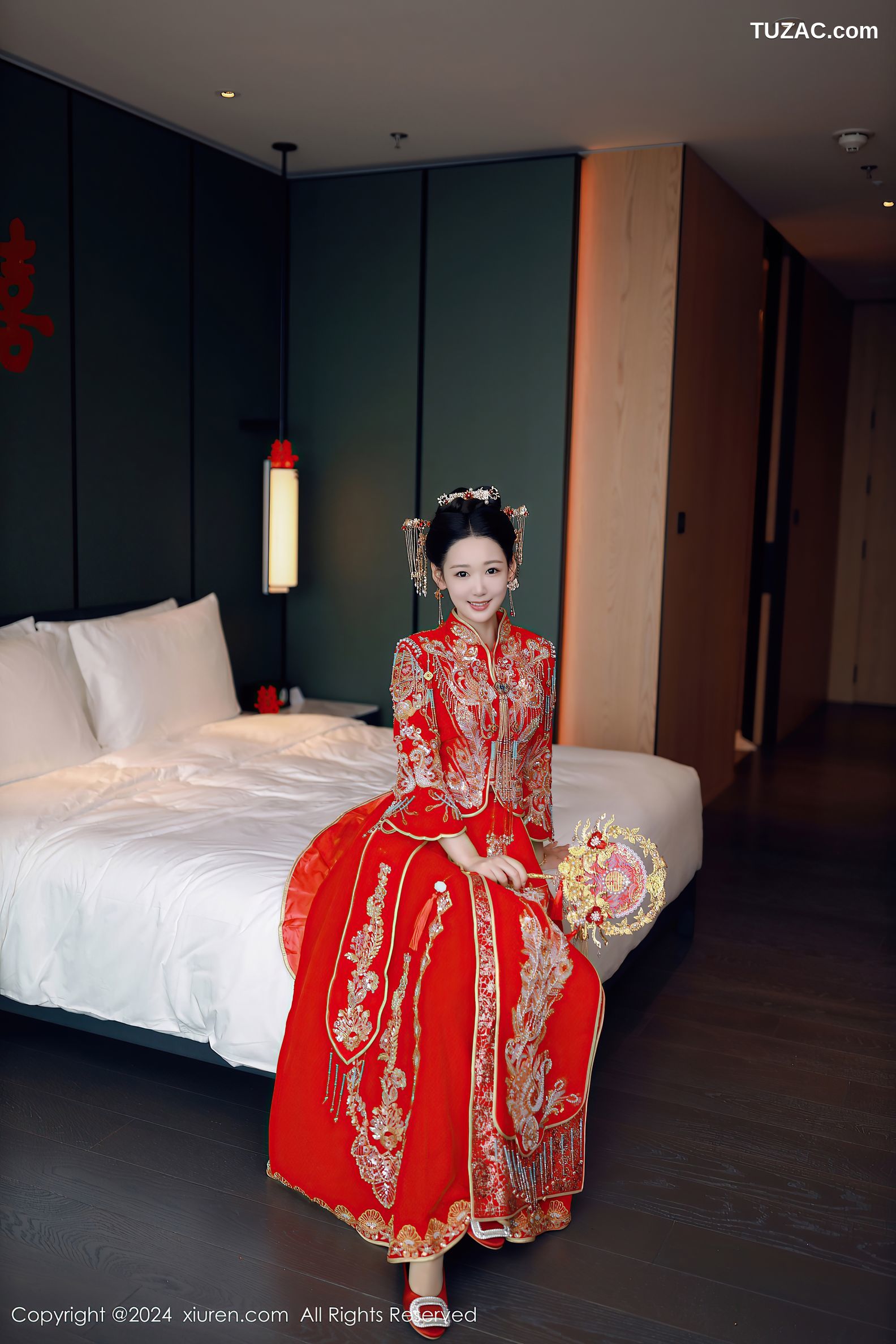 XiuRen秀人网-8972-唐安琪-迪拜旅拍-新娘红妆红色内衣爆乳-2024.08.05