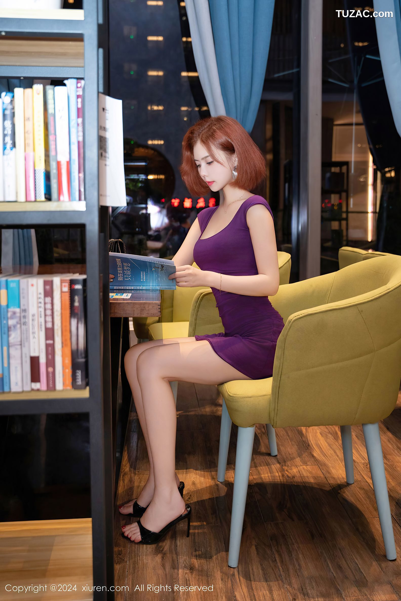 XiuRen秀人网-8978-白芷yy-紫色连衣短裙红色内衣-2024.08.07