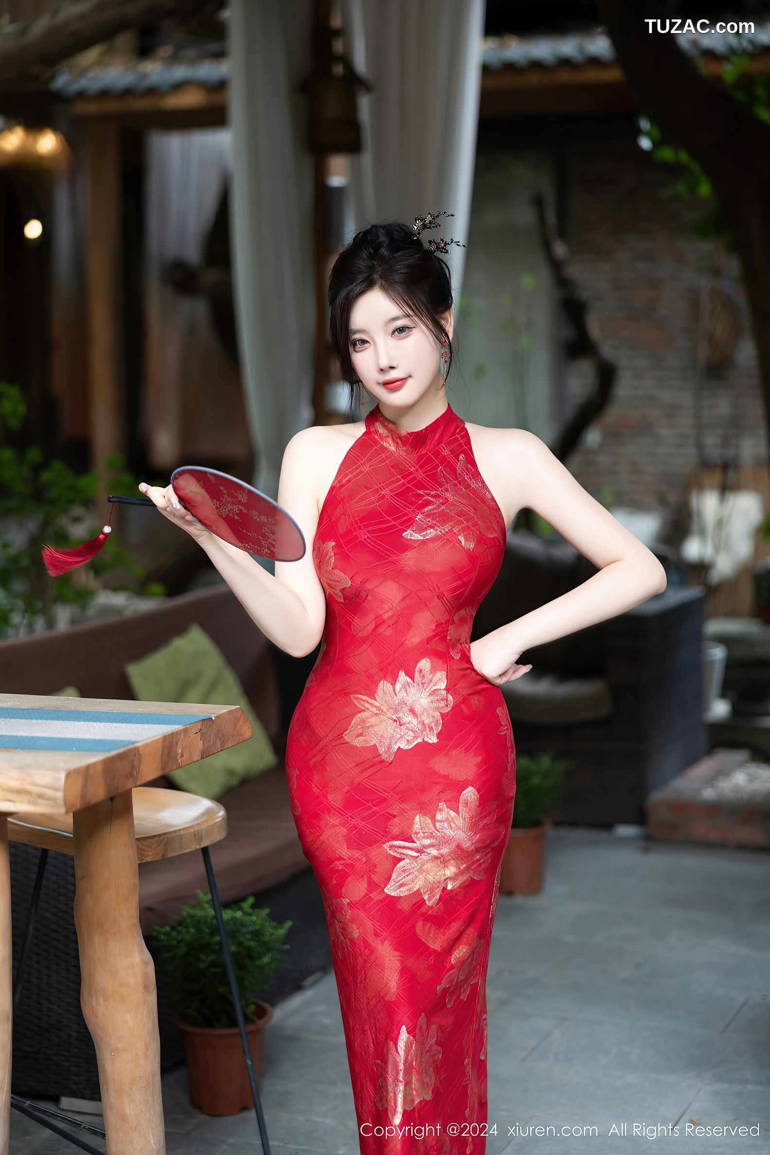 XiuRen秀人网-8996-杨晨晨Yome-红色金花旗袍珠链内衣-2024.08.09