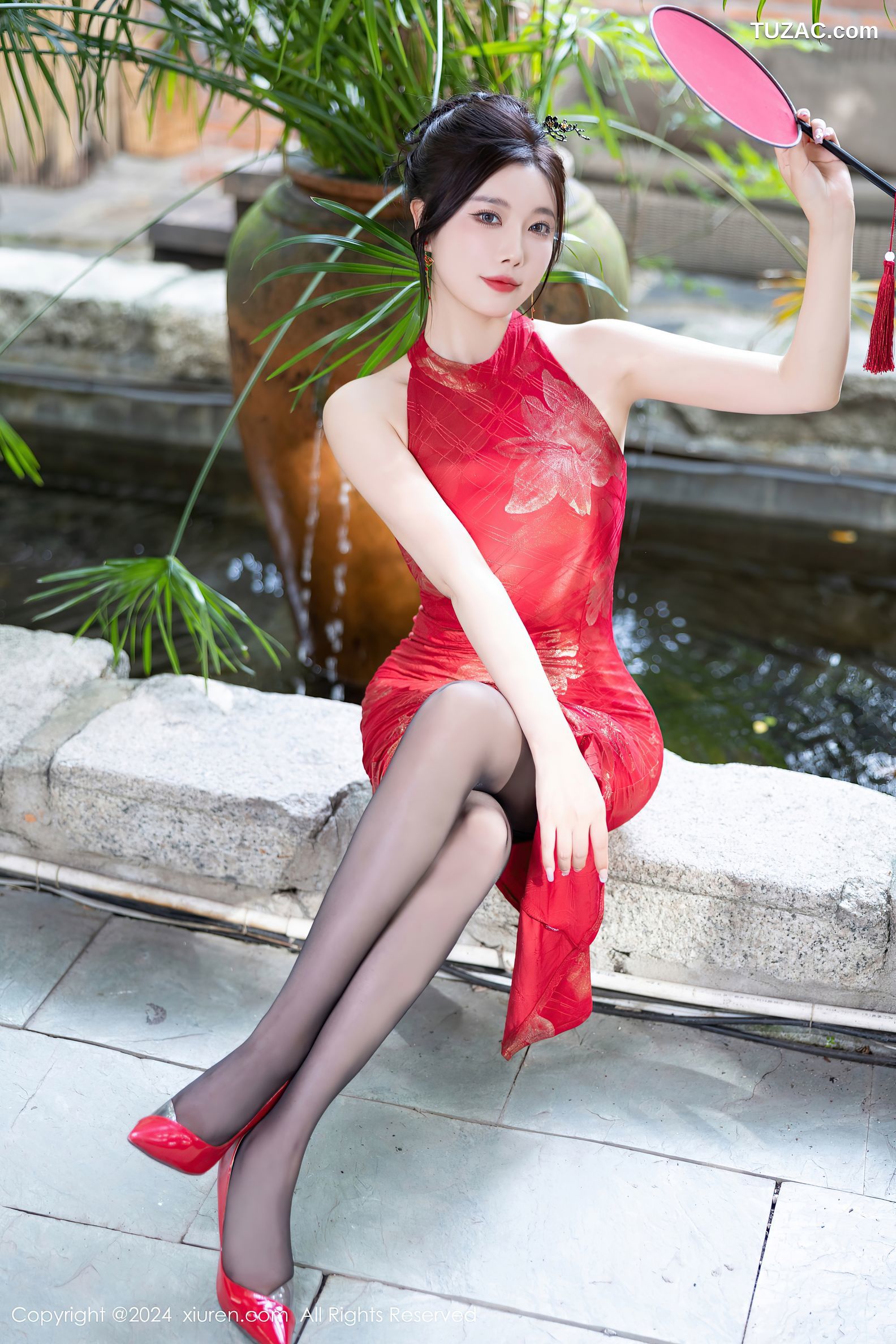 XiuRen秀人网-8996-杨晨晨Yome-红色金花旗袍珠链内衣-2024.08.09