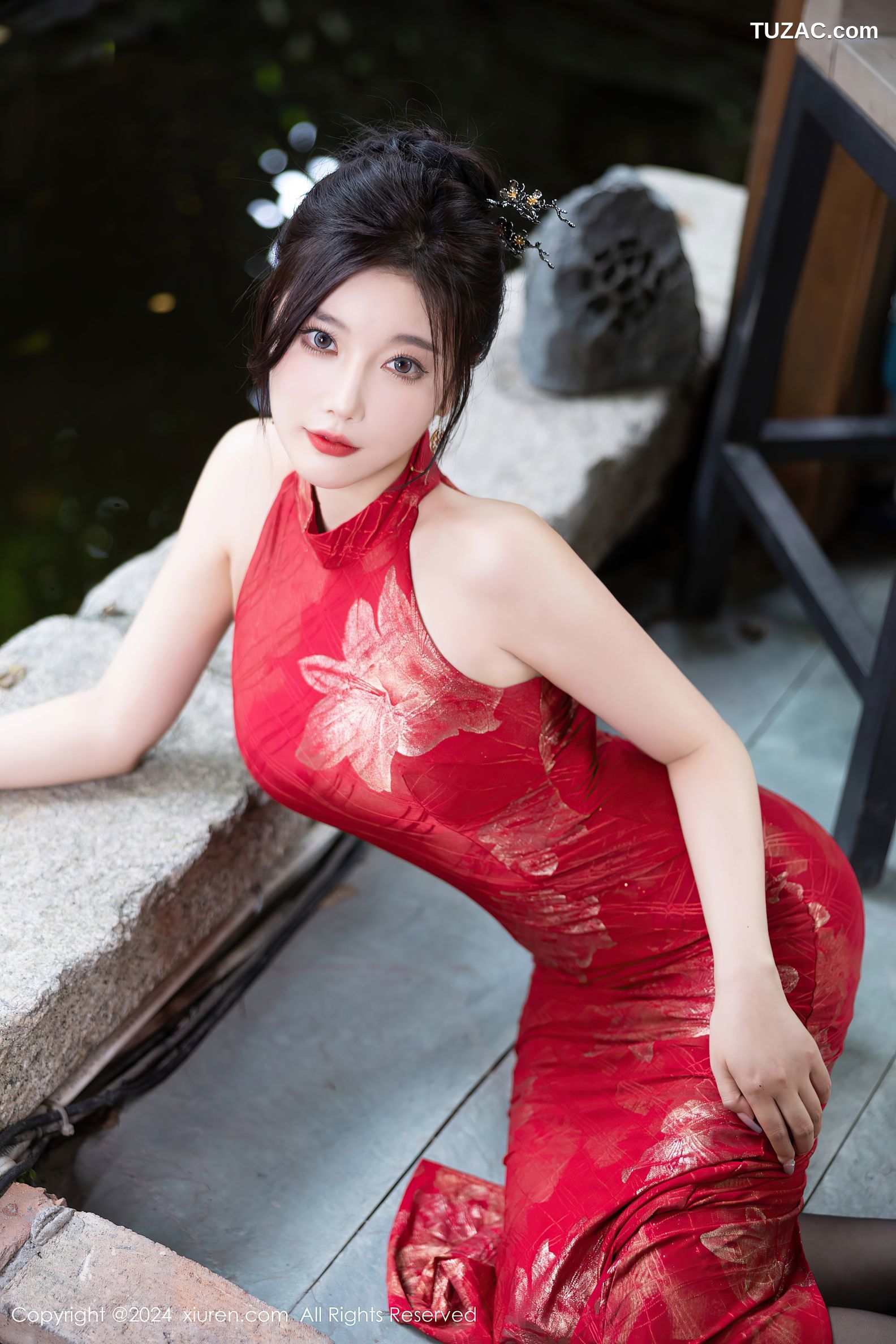 XiuRen秀人网-8996-杨晨晨Yome-红色金花旗袍珠链内衣-2024.08.09