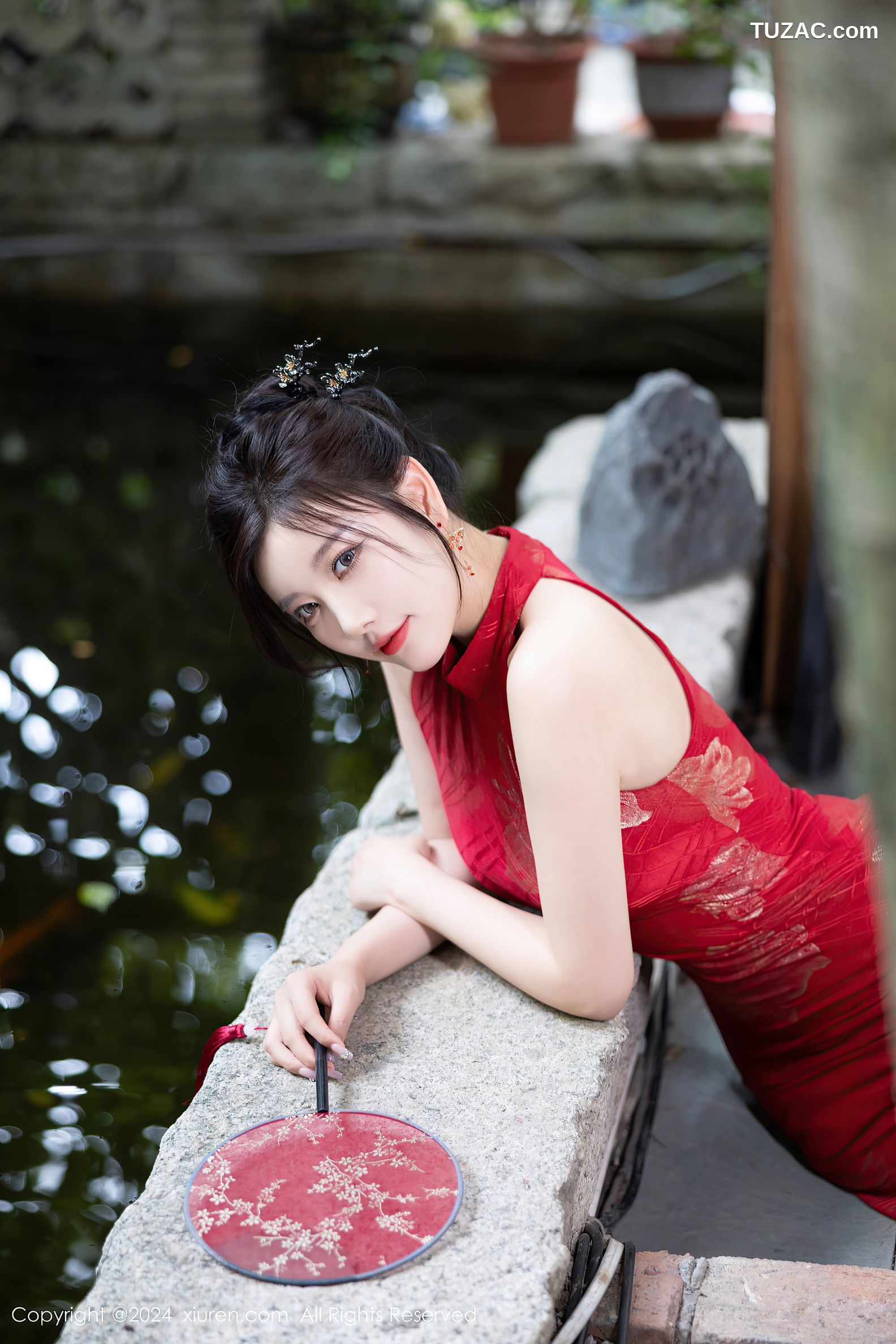 XiuRen秀人网-8996-杨晨晨Yome-红色金花旗袍珠链内衣-2024.08.09