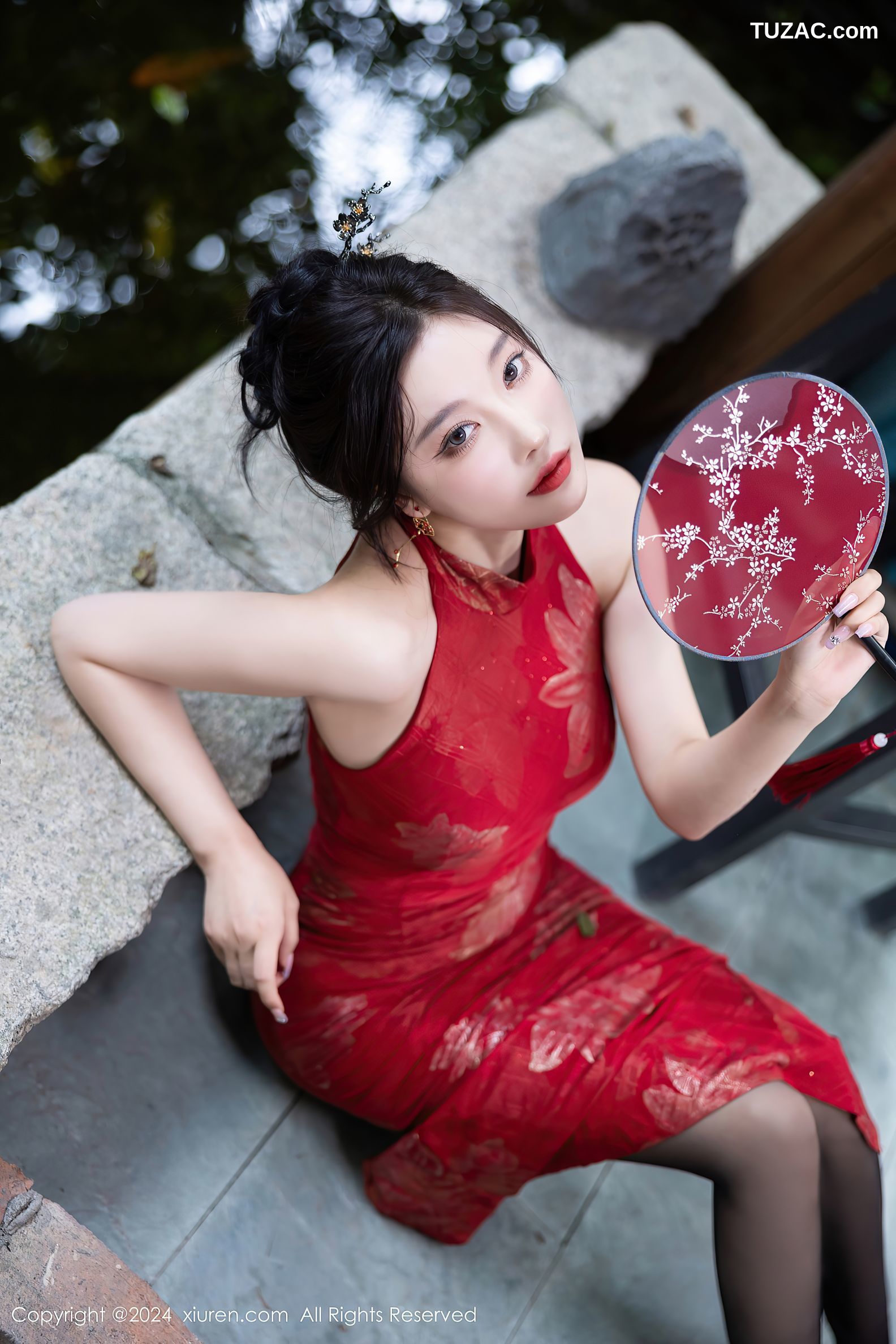 XiuRen秀人网-8996-杨晨晨Yome-红色金花旗袍珠链内衣-2024.08.09