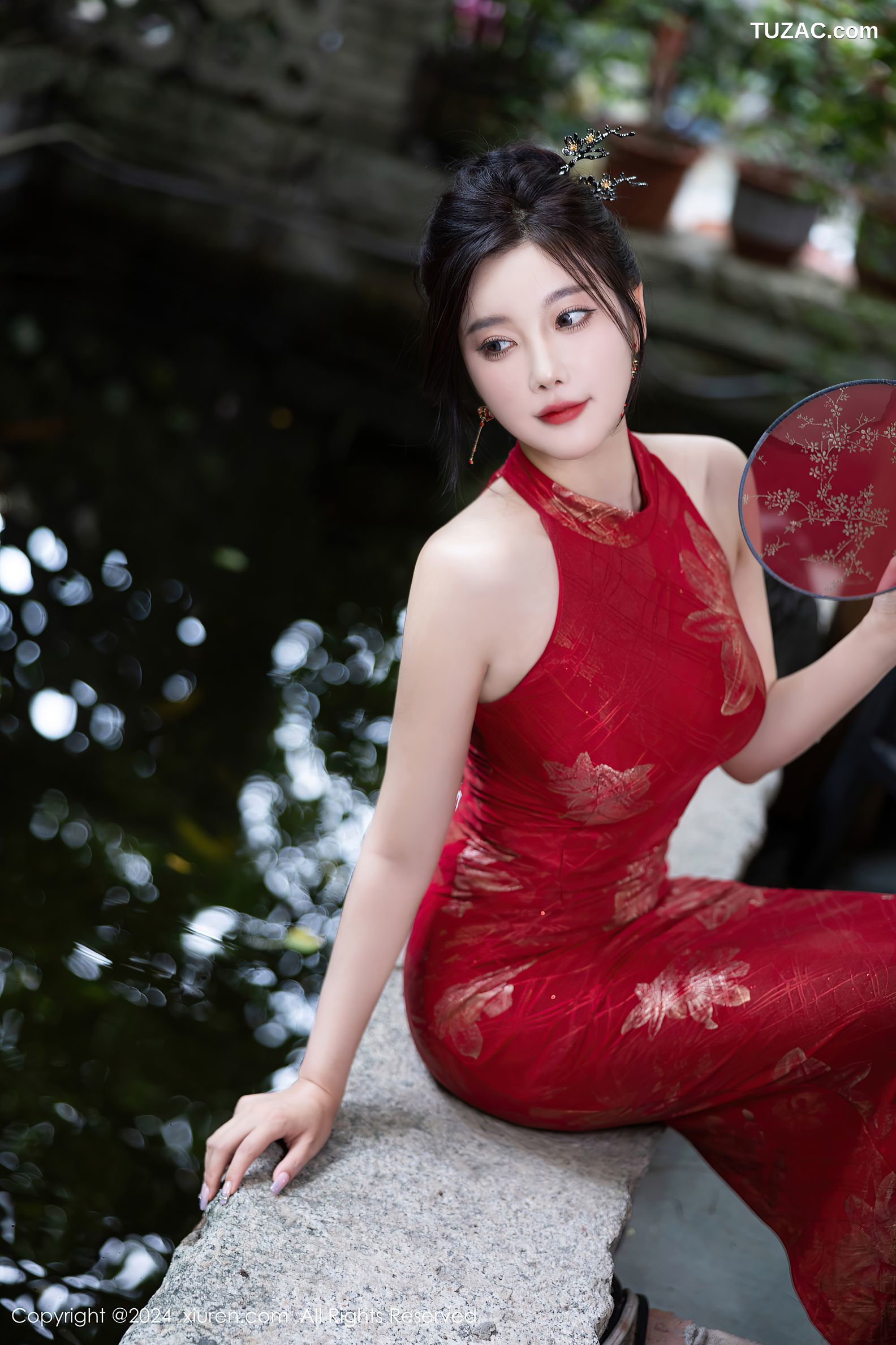 XiuRen秀人网-8996-杨晨晨Yome-红色金花旗袍珠链内衣-2024.08.09