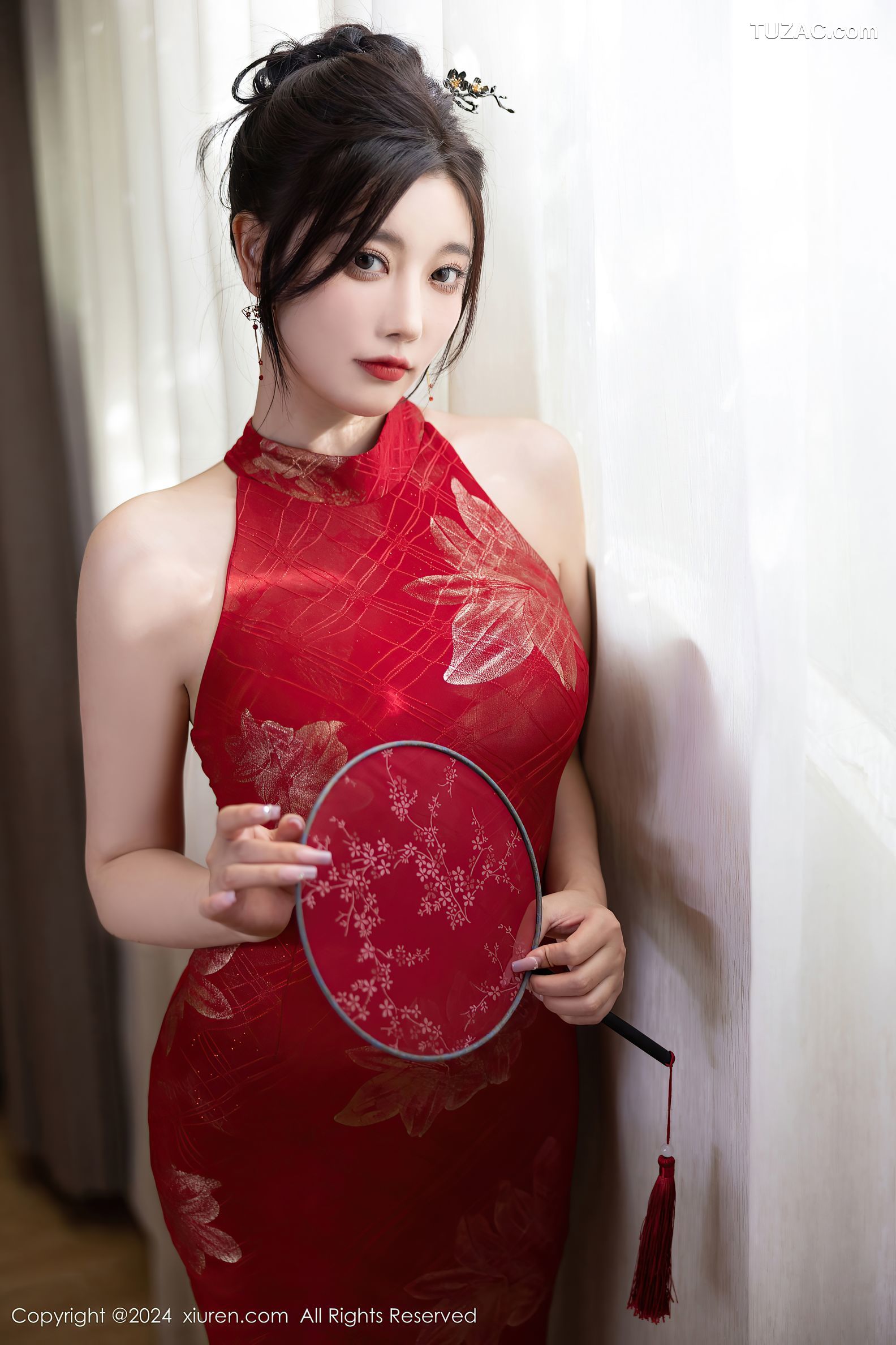 XiuRen秀人网-8996-杨晨晨Yome-红色金花旗袍珠链内衣-2024.08.09